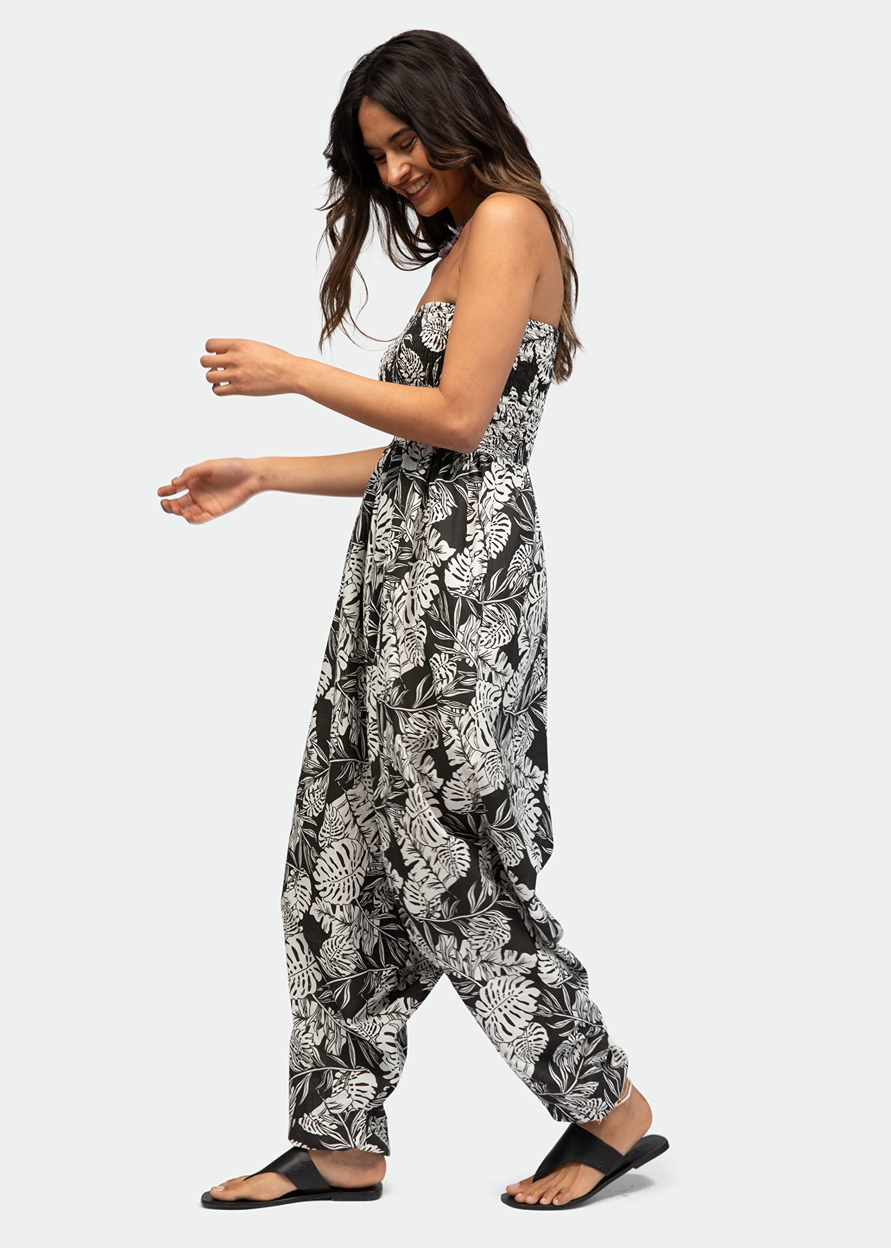 Likemary Women's Convertible Harem Jumpsuit - Boho Print Cotton Romper with Pockets (One Size) | Lounge Wear, Yoga Pants, Festival Outfit & Casual Summer Fashion