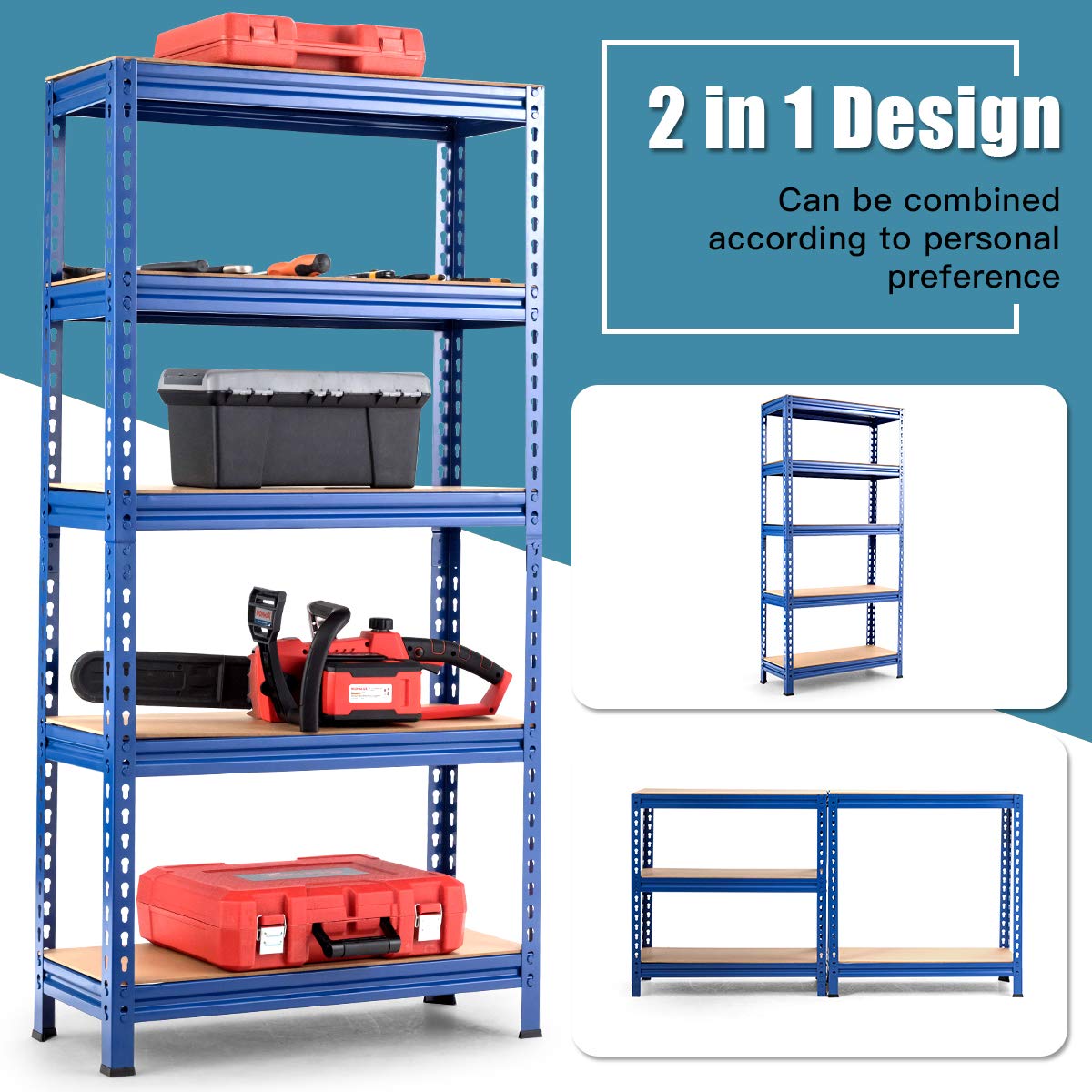 Tangkula 5-Tier Heavy Duty Steel Storage Shelves - 60