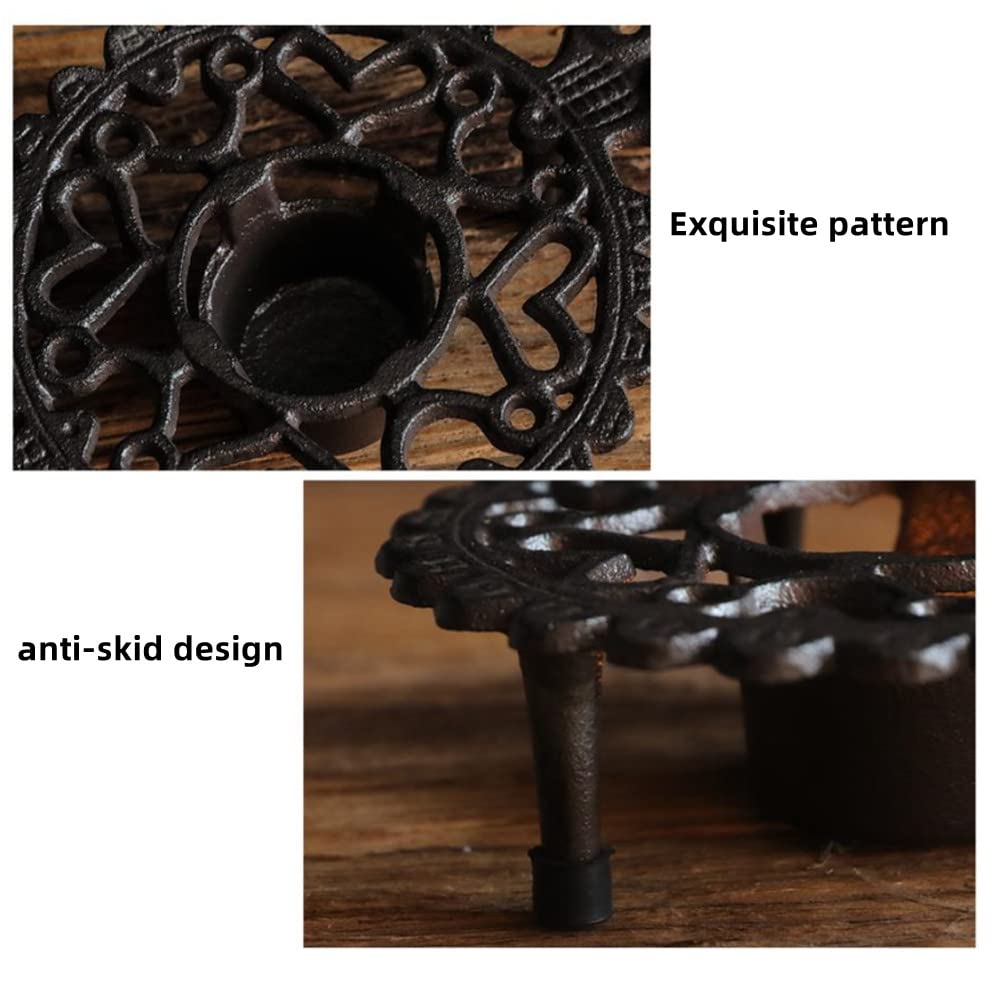 Cast Iron Teapot Warmer with Candle Holder - Heavy Duty Trivet for Coffee, Tea & Food Heating - Decorative Tealight Stand for Kitchen & Dining Room - Perfect for Tea Ceremonies, Coffee Breaks & Romantic Dinners