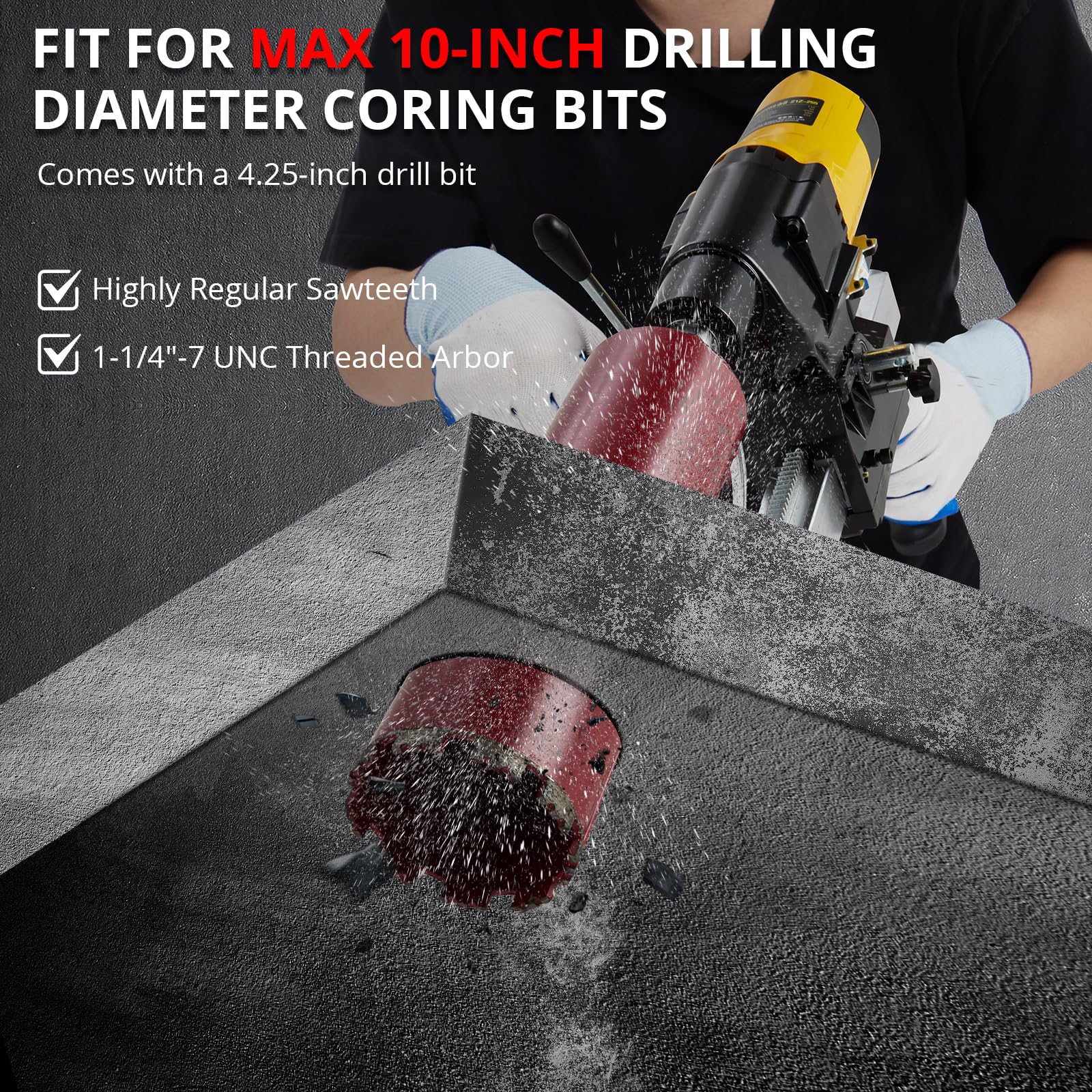 GARVEE 2500W Diamond Core Drill Machine - Dry & Wet Drilling Rig with Stand, 4.25