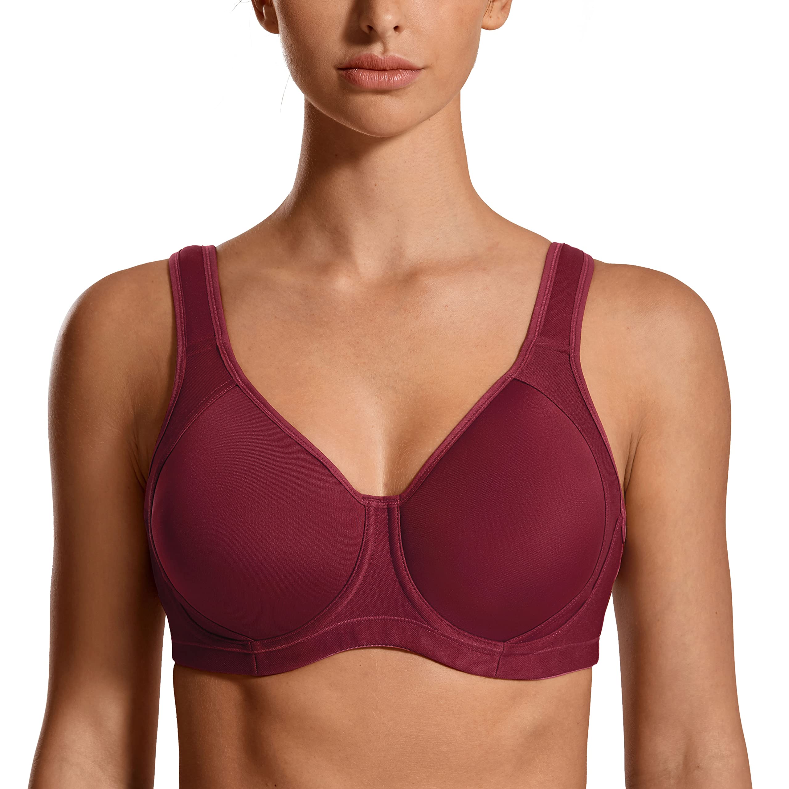 SYROKAN High Impact Sports Bras for Women - Supportive Underwire Cross Back Design, Molded Cups for Large Bust, Cool Comfort Fabric - Perfect for Running, Gym Workouts & High-Intensity Training