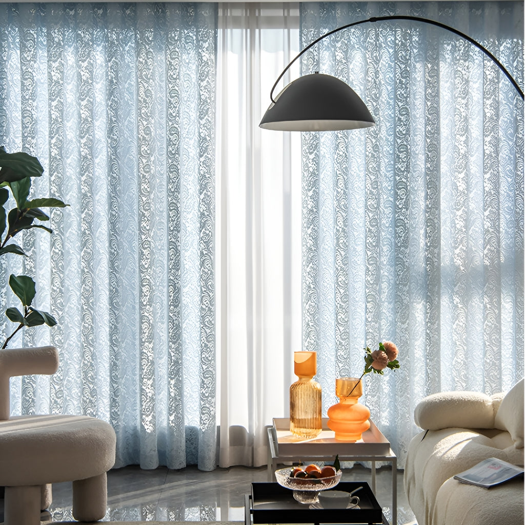 Colbie Lace Airy Sheer Grommet Custom Embroidered Curtains - Elegant Window Treatments for Living Room, Bedroom & Nursery Decor