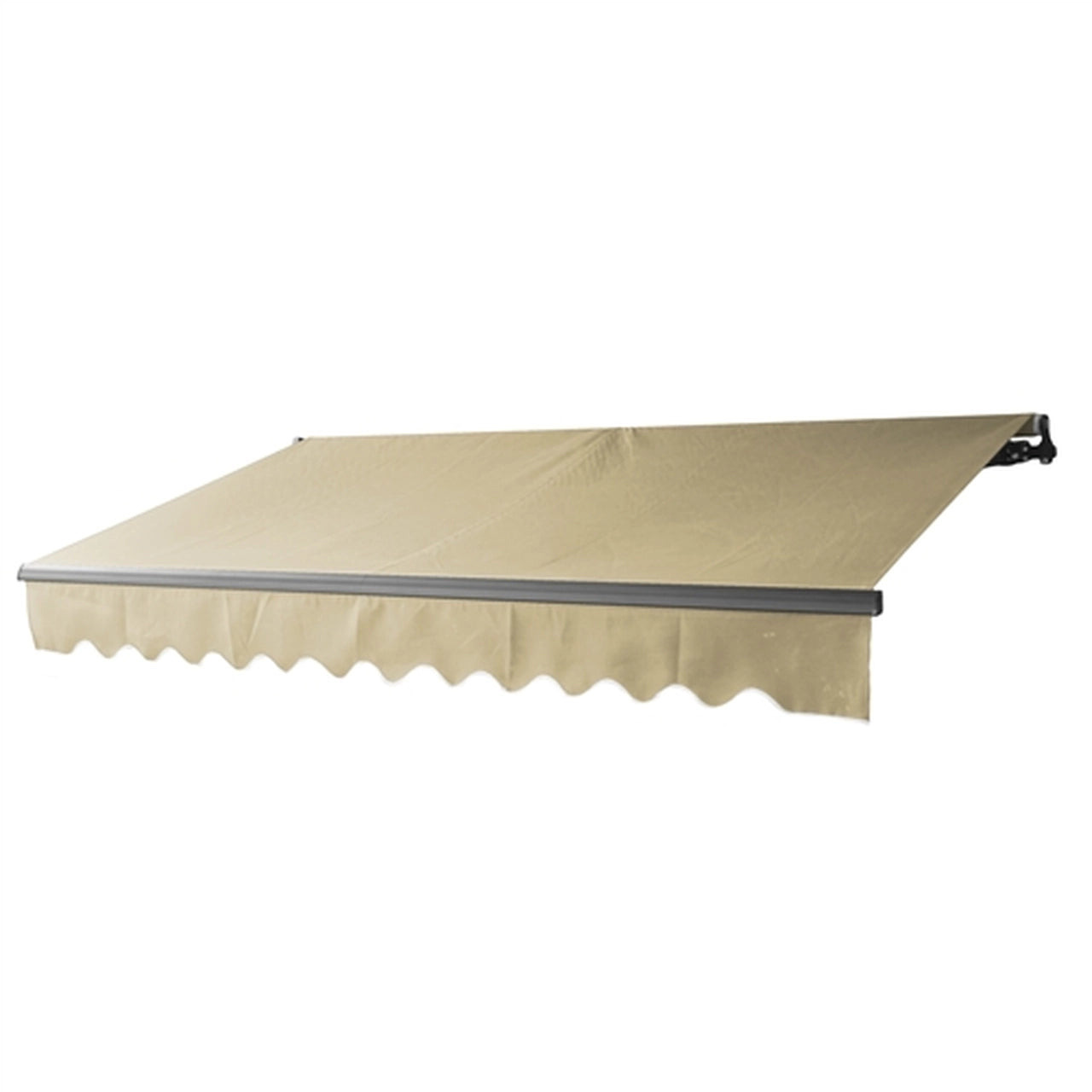Aleko 20x10 Feet Motorized Retractable Patio Awning with Black Frame in Ivory - Perfect for Outdoor Shade, Backyard Relaxation, and Deck Protection