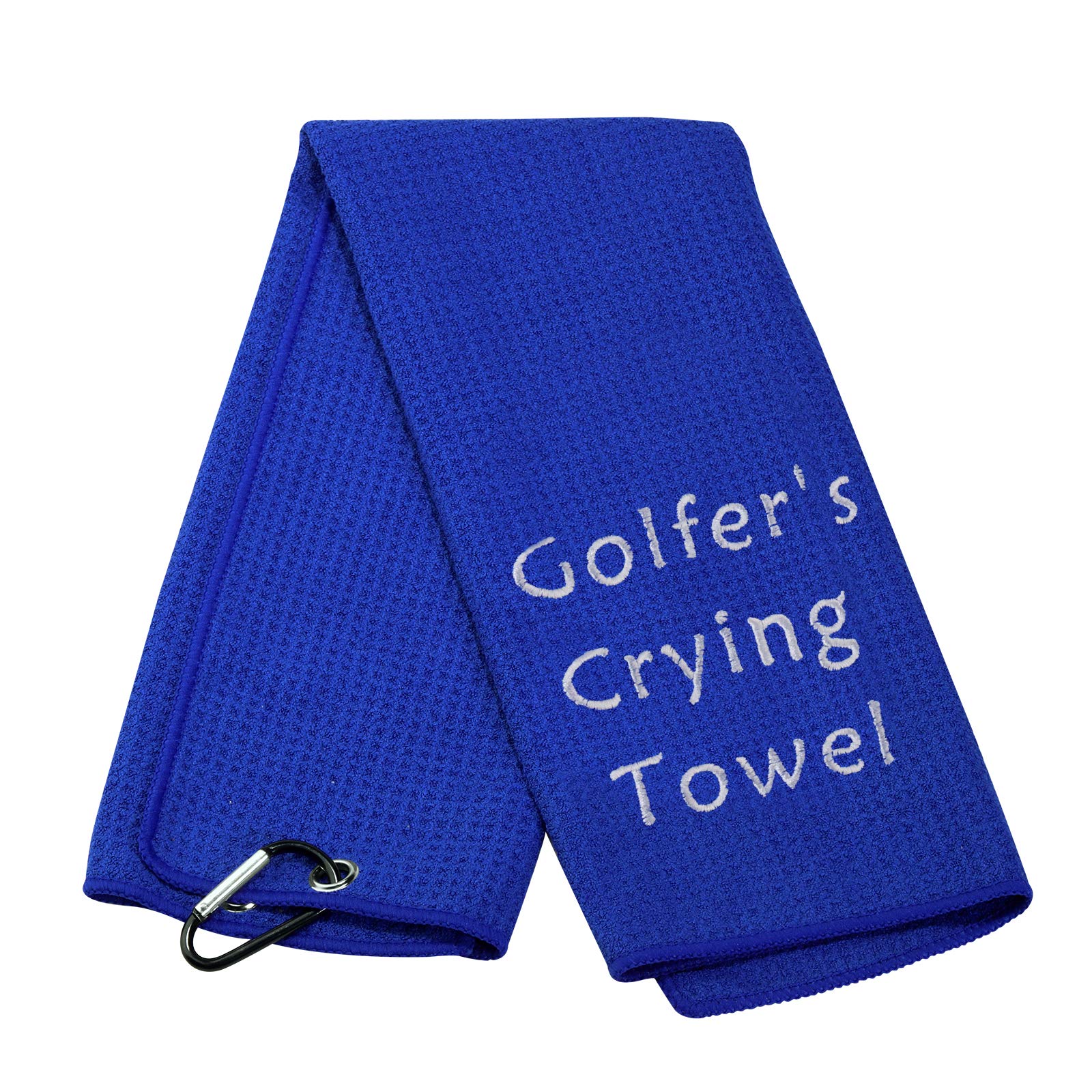 LEVLO Embroidered Golf Towel with Clip - Premium Absorbent Microfiber Towel for Golfers - Perfect Golf Gift for Men & Women - Ideal for Golf Courses, Driving Range & Sports Events