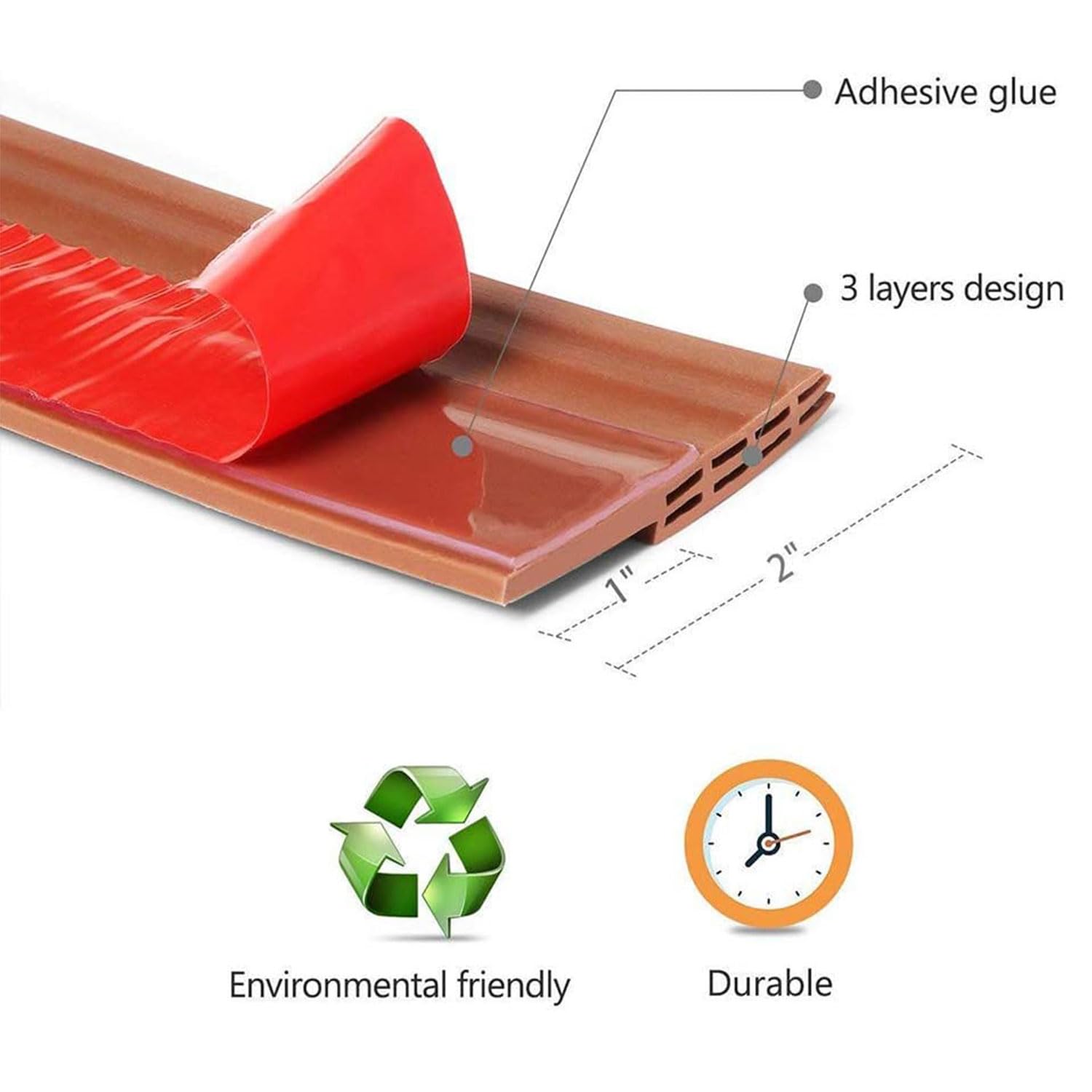 Force24 - Self-Adhesive Silicone Door Bottom Seal Strip (39 Inch, Brown, Pack of 1) - Weatherproof Door Gap Filler for Pest, Air & Dust Protection - Ideal for Homes, Apartments & Offices to Block Insects, Drafts & Noise