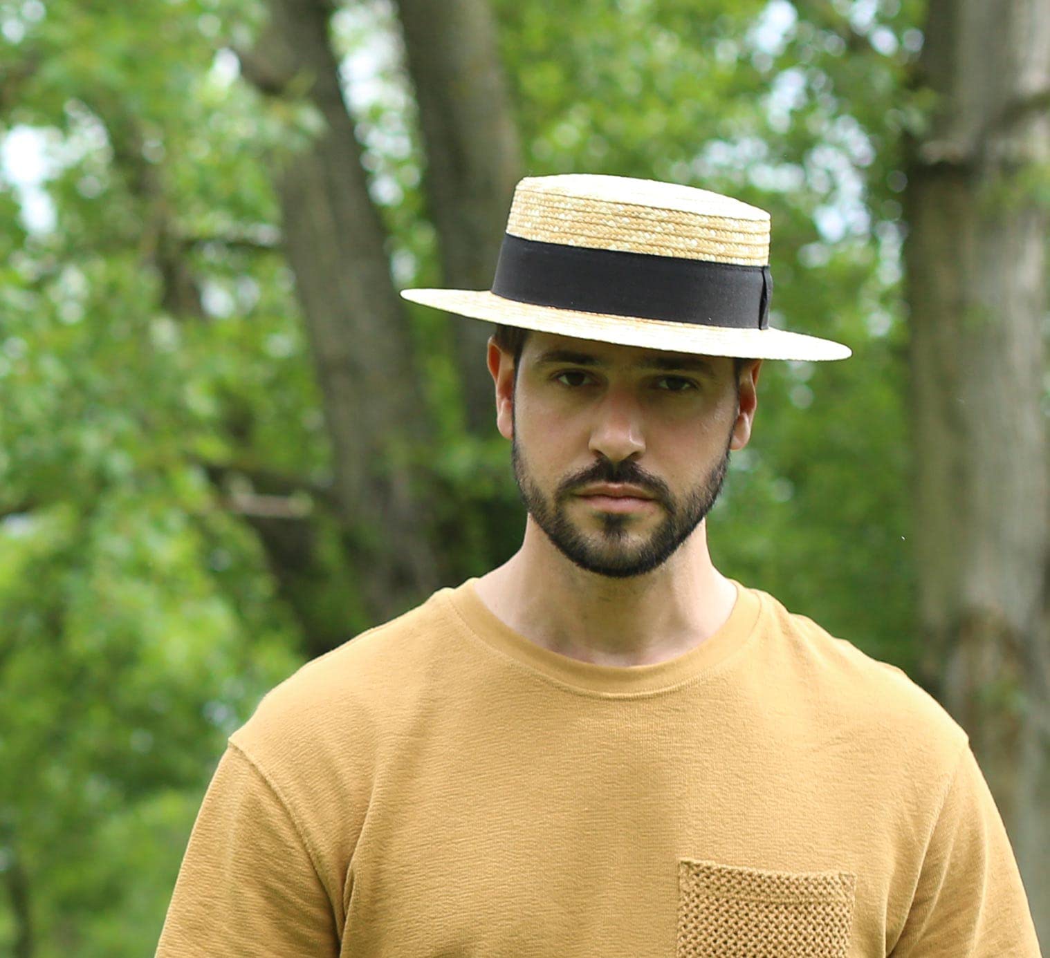 Stylish Gondolier Straw Boater Hat - Classic Summer Sun Hat for Men & Women - Perfect for Outdoor Events, Beach Vacations, and Fashion Accessories