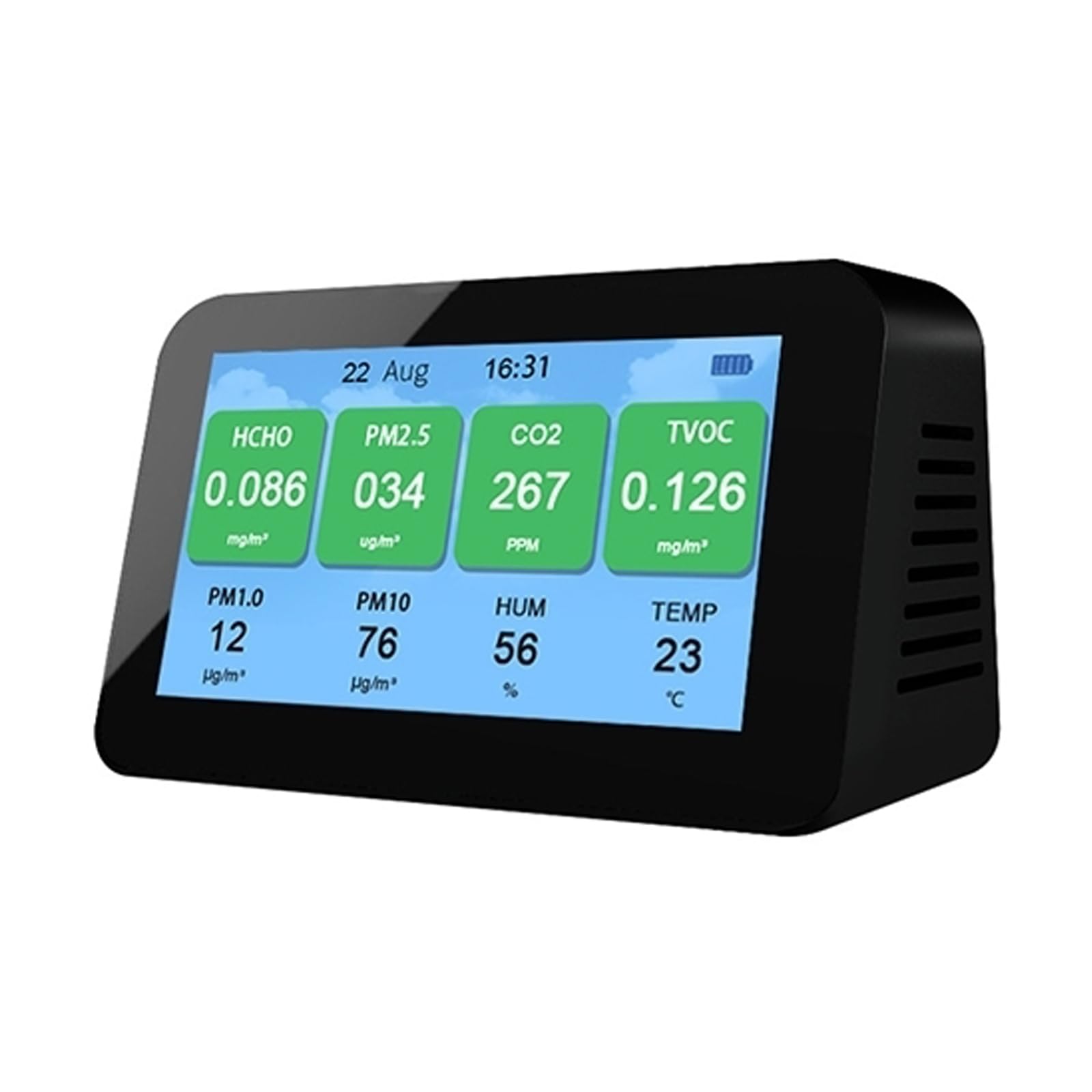 9-in-1 Portable Air Quality Monitor for CO2, PM2.5, PM1.0, PM10, TVOC, HCHO, Temperature & Humidity - Indoor Air Quality Tester for Home, Office, Hotel, Car - Perfect for Health Monitoring and Smart Living