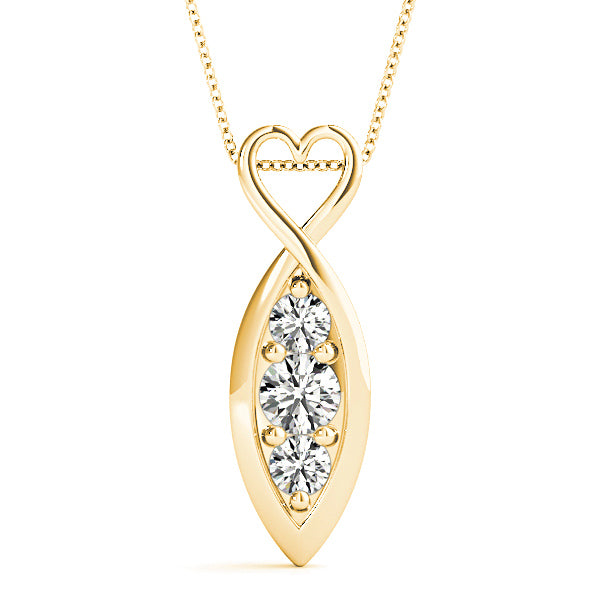 0.50 Carat Round Diamond Three Stone Pendant Necklace - Elegant Jewelry Gift for Anniversary, Wedding & Special Occasions