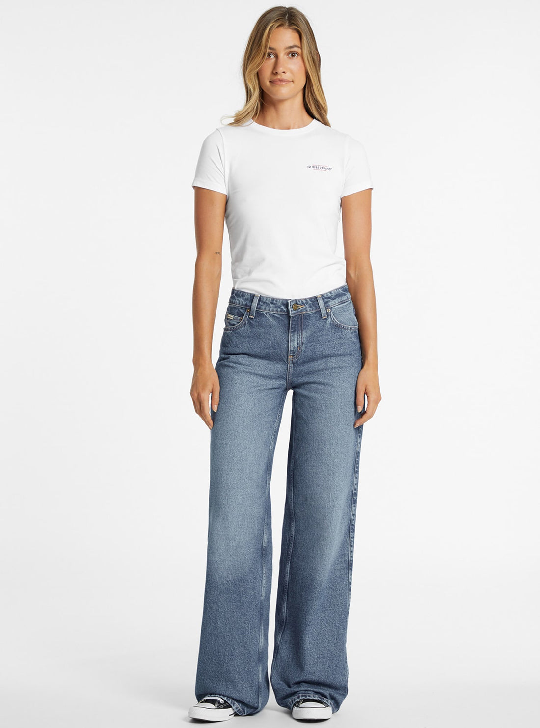 Guess G11 Women's High Waist Wide Leg Jeans - Comfortable Stretch Denim for Casual Wear & Everyday Outfits