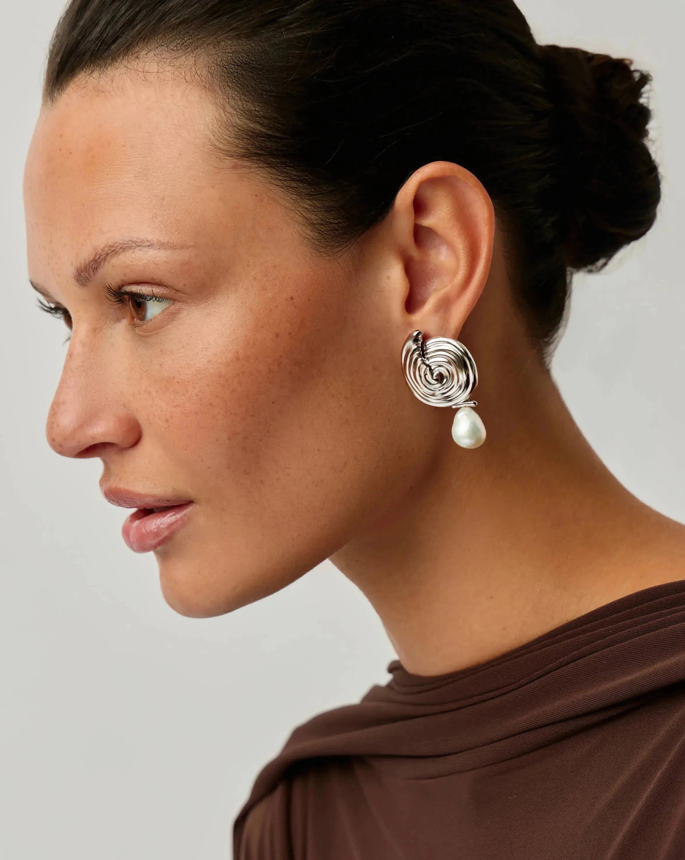 Elegant Spiral Detachable Pearl Drop Earrings for Women - Silver Plated Dangle Earrings | Perfect for Weddings, Parties & Special Occasions