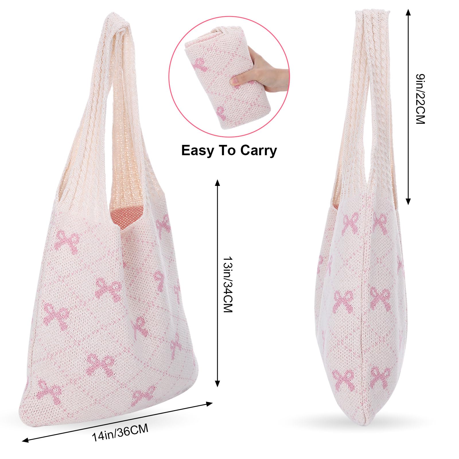 Stylish Crochet Tote Bag with Bow - Boho Shoulder Bag for Women | Perfect Beach Bag, Summer Accessory & Casual Day Out Essential