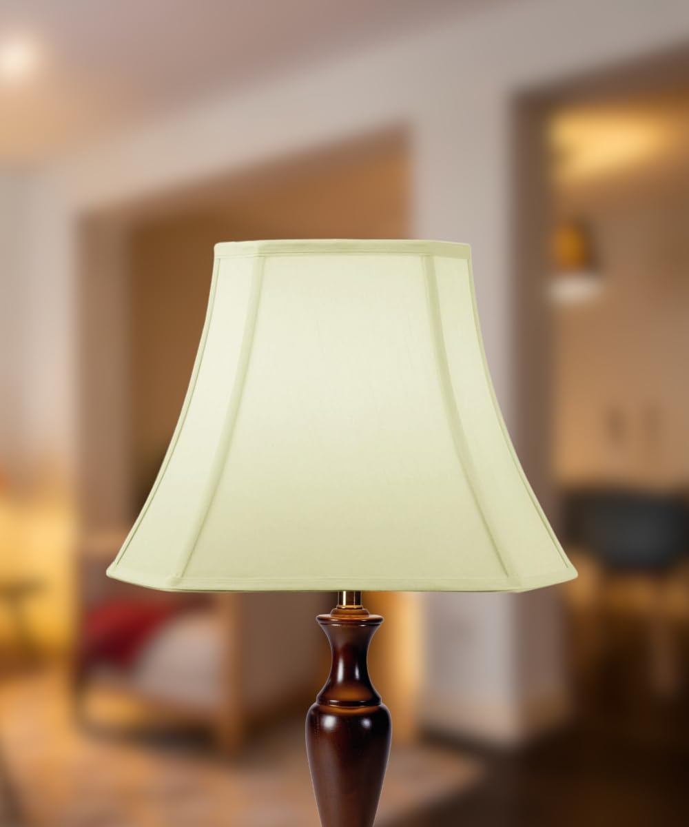 9x16x12 Square Cut Corner Lampshade with Brass Spider Fitter - Eggshell White Lamp Shade for Table & Floor Lamps - Perfect for Living Room, Bedroom, and Office Lighting Decor