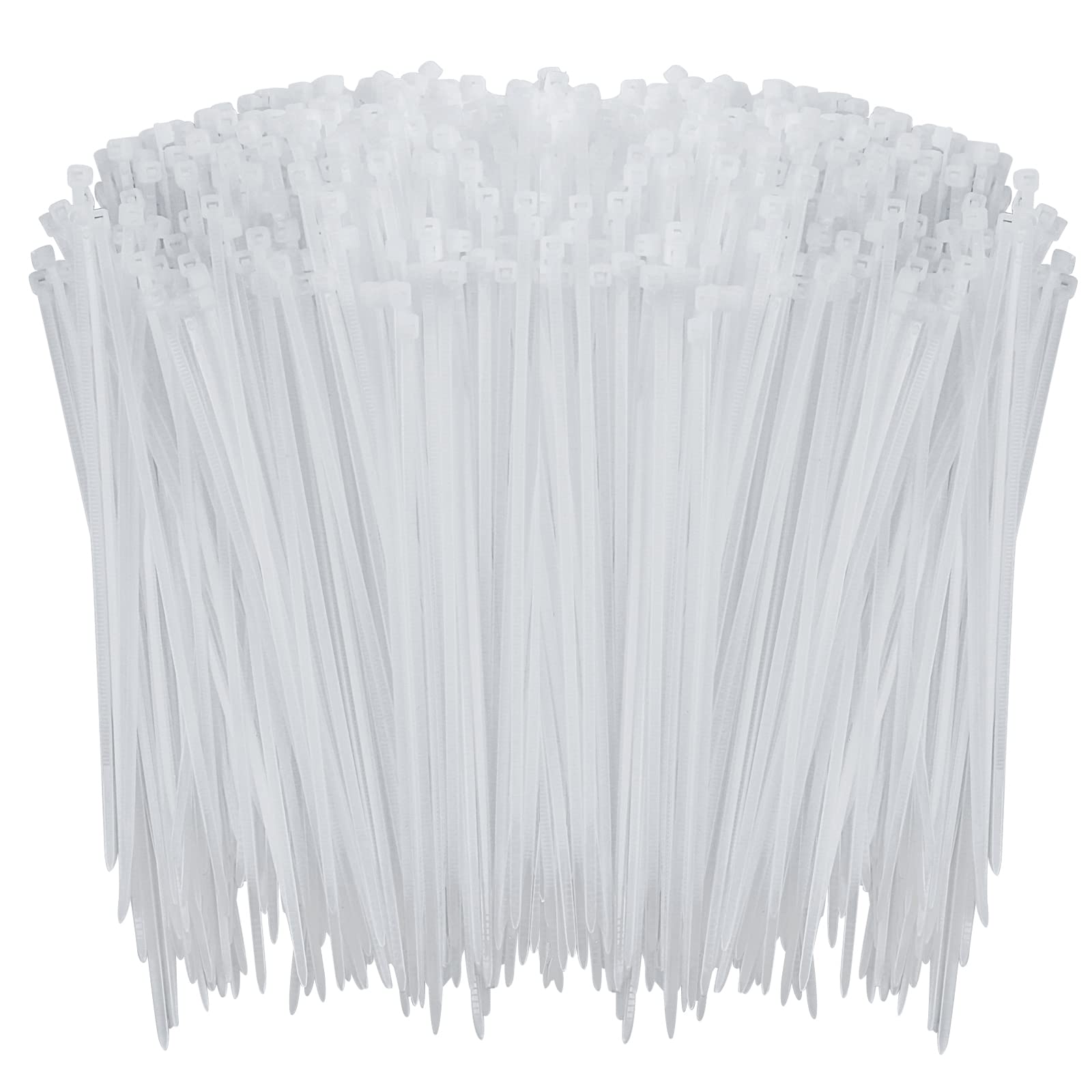 500 Pcs 8-Inch White Nylon Cable Ties - Heavy Duty Self-Locking Zip Ties for Wires, Cables & Bundling - Indoor & Outdoor Use - Perfect for Home, Office, Garden & DIY Projects