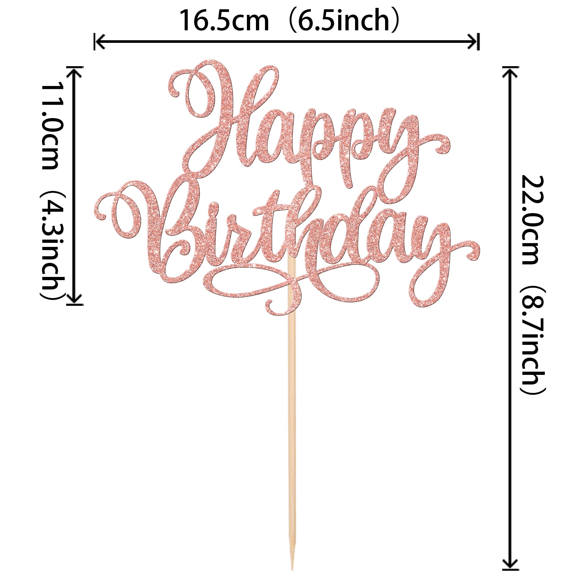 1 PCS Happy Birthday Cake Topper - Glitter Cake Decorations for Birthday Parties, Anniversaries & Celebrations - Rose Gold Cake Picks for Festive Occasions (Perfect for Wedding, Baby Shower & Special Events)