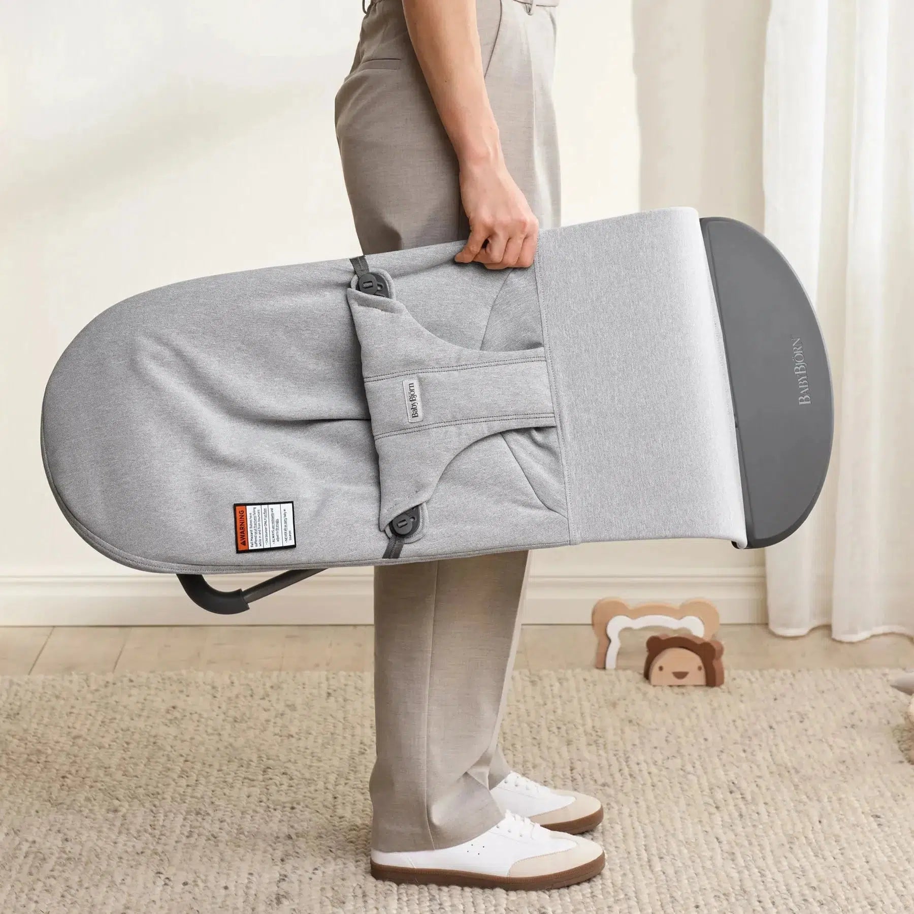 Baby Bjorn Bouncer Bliss Melange - Light Grey Baby Bouncer & Rocker | Ergonomic Design for Newborns to Toddlers | Perfect for Nursery, Playtime & Soothing