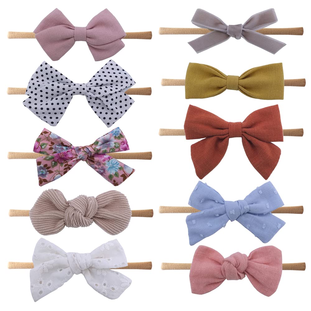 Baby Headbands with Bows for Newborns & Toddlers - Soft Elastic Nylon Hair Accessories for Girls | Perfect for Photoshoots, Birthday Parties & Daily Outfits