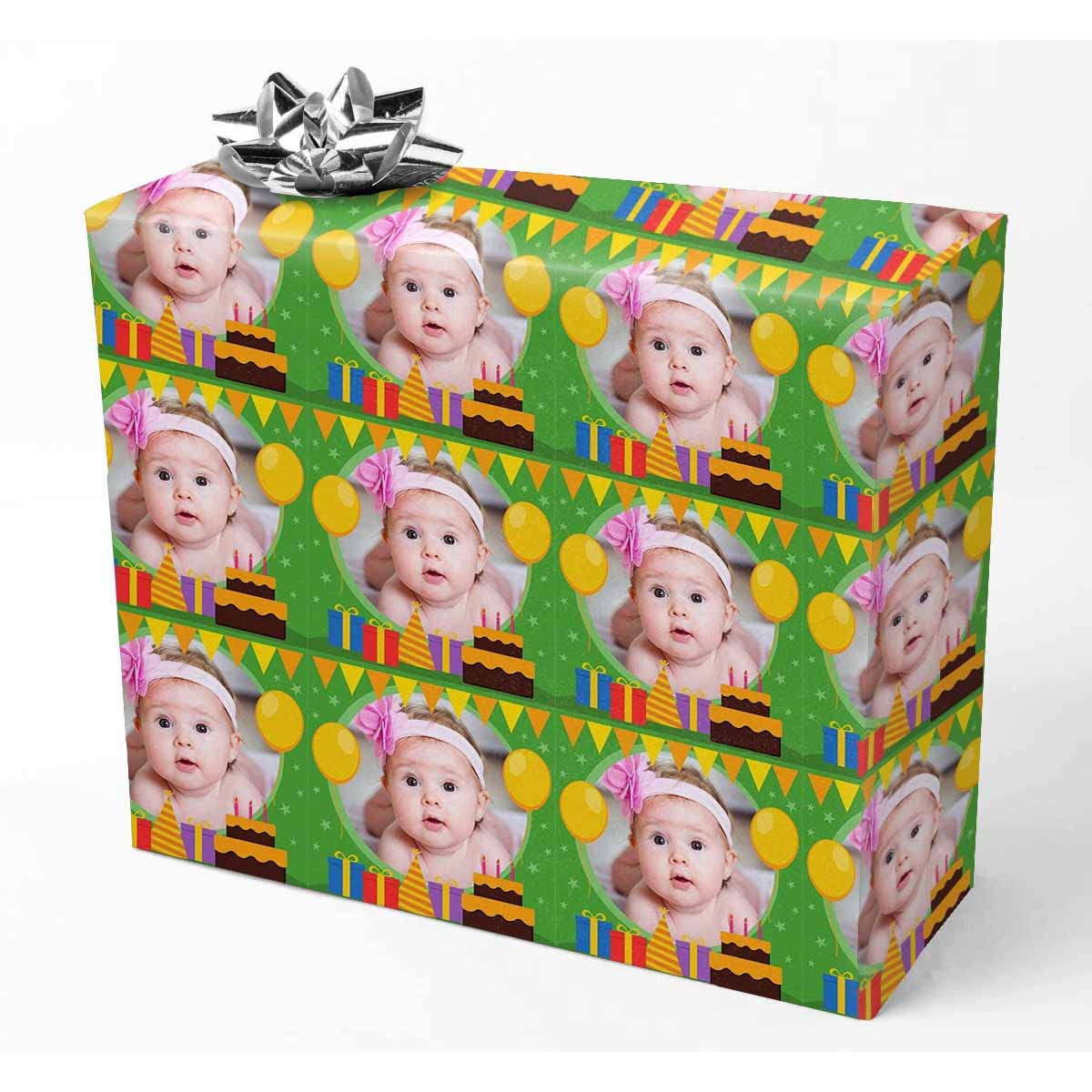 Custom Photo Birthday Wrapping Paper for Kids & Adults - Personalized Gift Wrap for Men, Women, Boys, Girls & Baby Showers | Unique Cute Design for Birthday Presents, Party Favors & Special Occasions