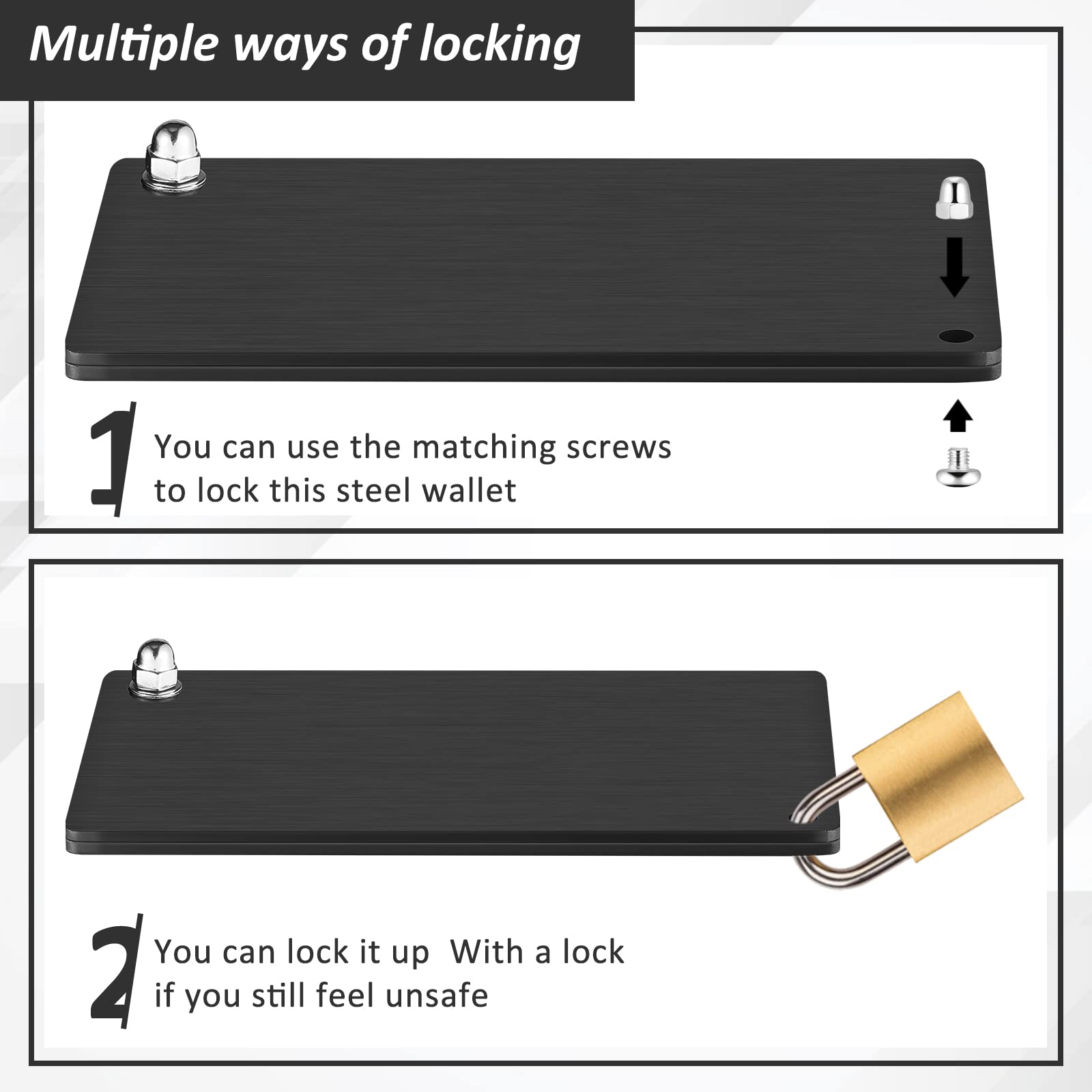 4-Piece Stainless Steel Crypto Wallet - Secure Seed Phrase Storage for Bitcoin & Cryptocurrency | BIP39 Compatible Cold Wallet Backup | Perfect for Hardware Wallet Protection & Offline Security (Black)