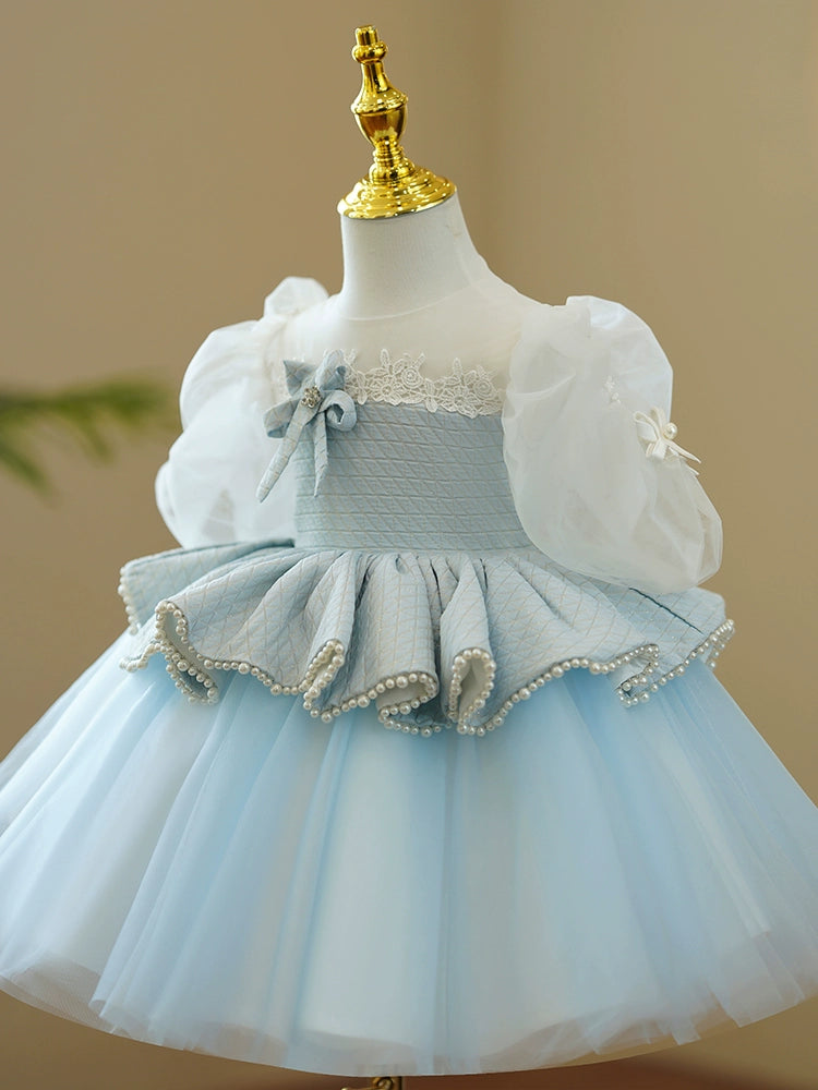 Royal Blue Princess Round Tea-Length Tulle Flower Girl Dress for Weddings & Special Occasions - Perfect for Bridal Parties, Pageants & Formal Events