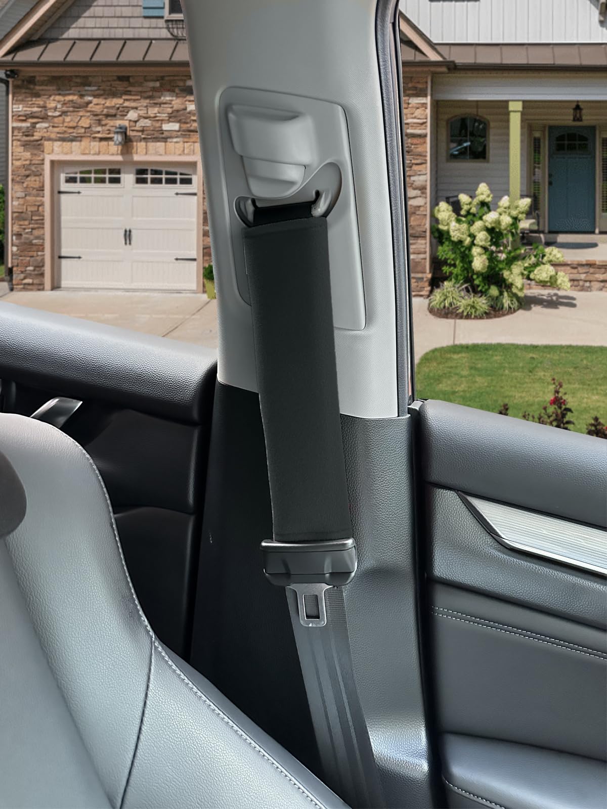 4-Pack Black Car Seat Belt Pad Covers - Soft & Comfortable Shoulder Protectors for Long Drives, Travel, and Commuting
