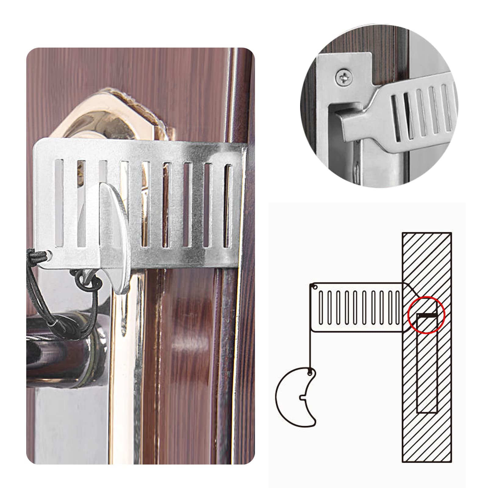 2 Pack Portable Door Lock for Travel - Heavy Duty Stainless Steel Security Lock for Hotels, Apartments, Dorms & Home Safety - Perfect for Solo Travelers & Enhanced Privacy (Silver)