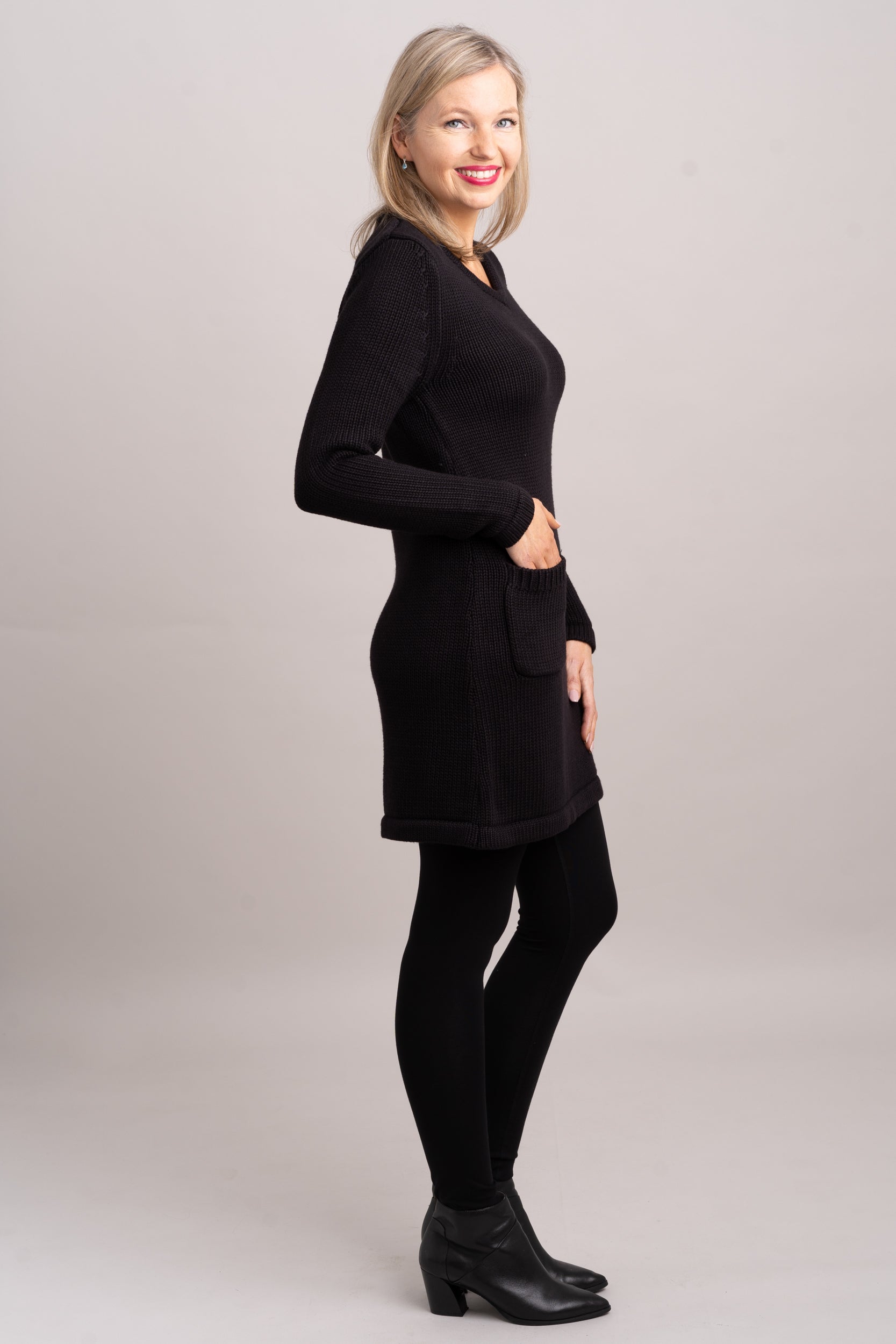 Joni Sweater Women's Black Bamboo Cotton Blend Pullover | Soft & Breathable Knit Top for Casual Wear & Office Outfits