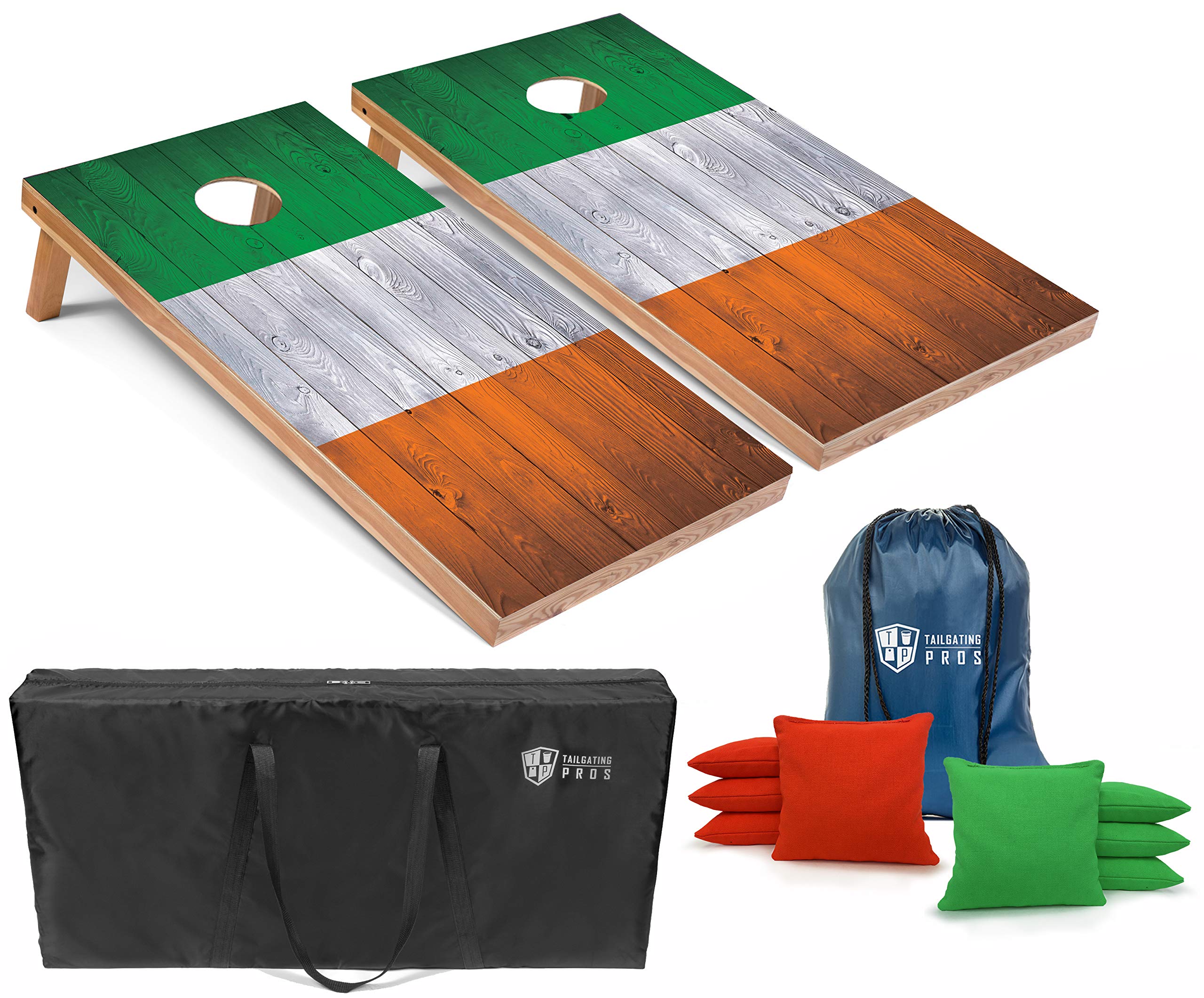 Regulation Cornhole Boards Set with 8 Bean Bags & Carrying Case - 4'x2' Cornhole Toss Game for Tailgating, Backyard Parties, BBQ & Outdoor Events - Includes Ring Light for Night Play