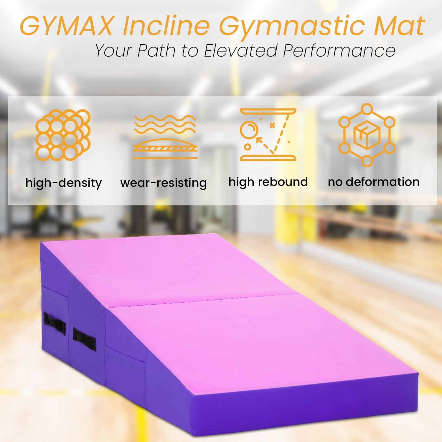 FDW Gymnastics Mat - Non-Slip Folding Cheese Wedge Mat for Indoor/Outdoor Tumbling, Yoga & Home Gym Workouts | Portable Exercise Mat with Handles | Perfect for Gymnastics Training, Yoga Poses & Fitness Routines