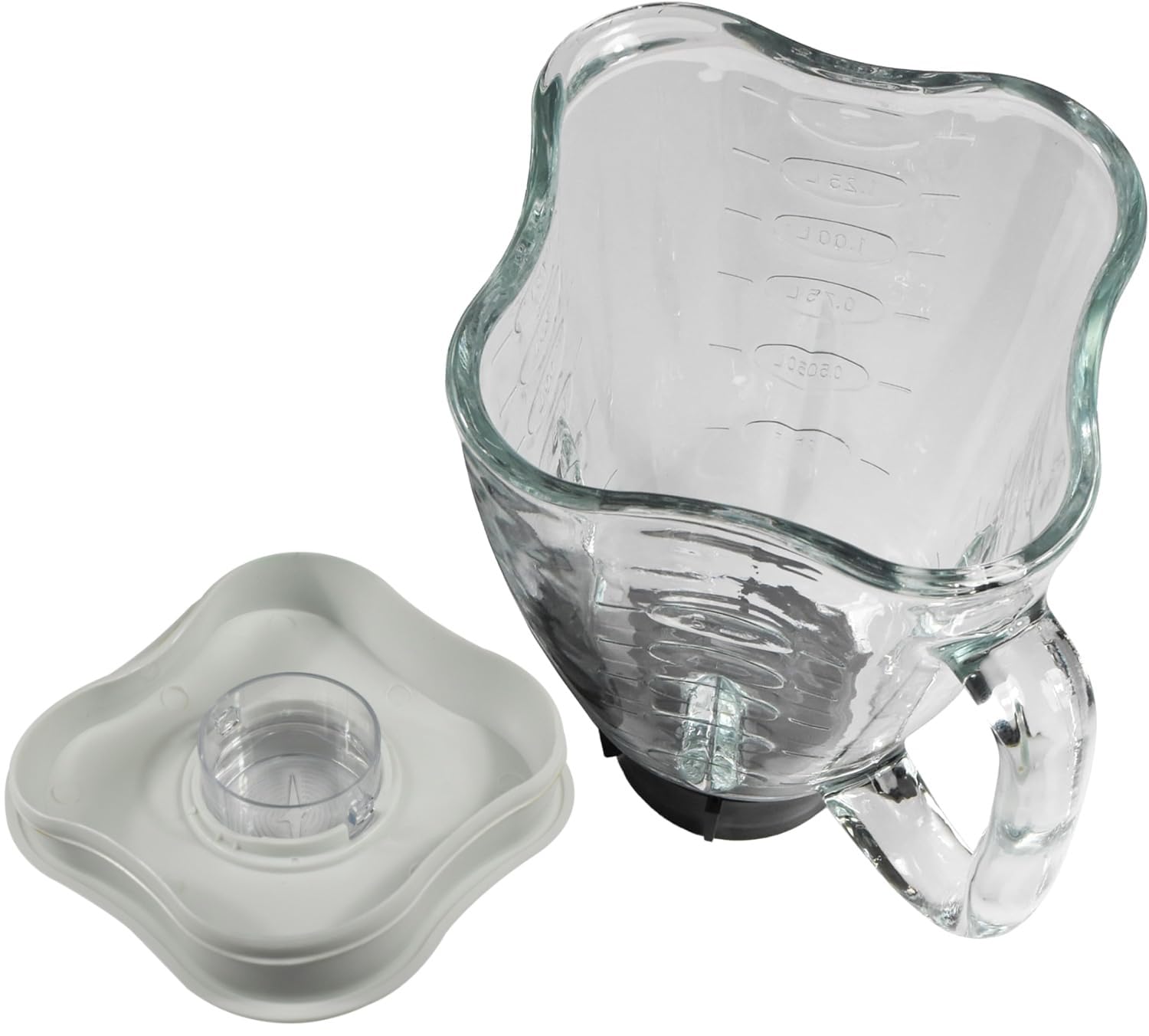 HQRP 1.75L Glass Jar Replacement for Oster Osterizer Blender - Compatible with Models 004954-011-090, 014709-156-000, 004902-003-NP0, 084036000000 - 0.46 Gallon Capacity with White Lid - Perfect for Smoothies, Juices & Food Prep