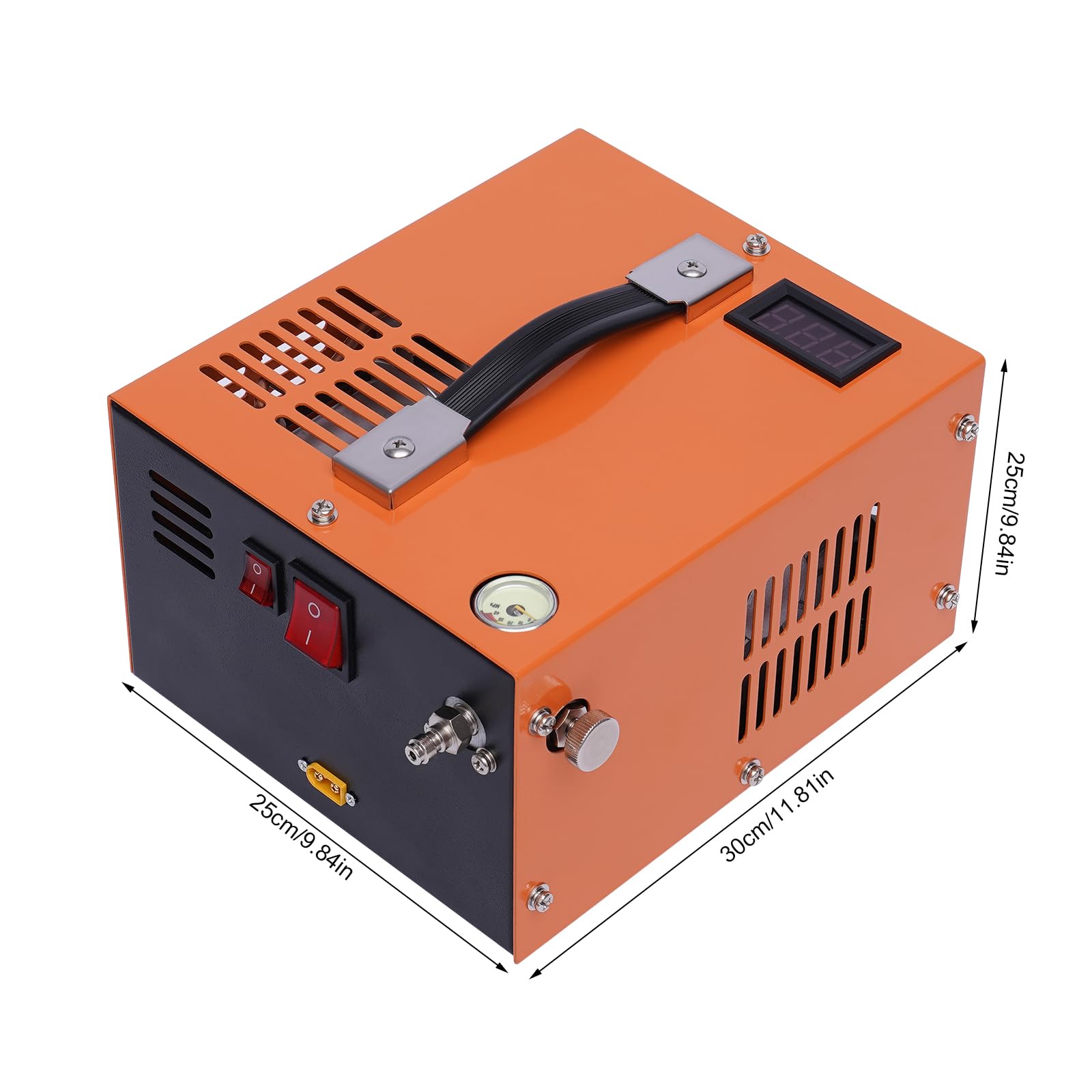 High Pressure PCP Air Compressor 30MPA 4500PSI 300Bar Portable Pump for PCP Rifles - 110V/12V 250W Electric Airgun Charger - Perfect for Hunting, Shooting Sports & Outdoor Adventures