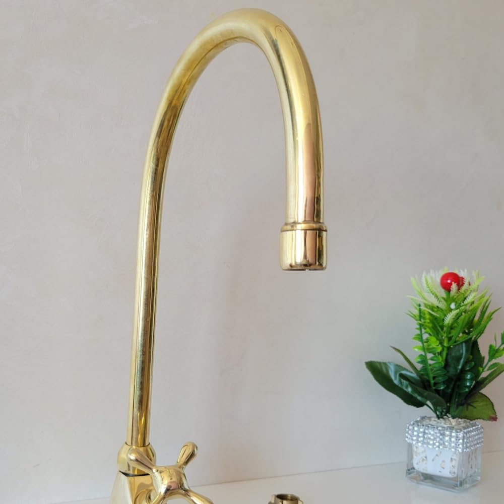 Unlacquered Brass Single Handle Cold Water Faucet - Brass Drinking Water Dispenser for Kitchen & Bar Use