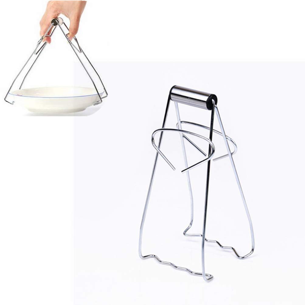 Stainless Steel Foldable Hot Plate Gripper - Universal Kitchen Clamp Tong for Pots, Bowls & Dishes - Heat-Resistant Crockery Holder for Cooking, Serving & BBQ