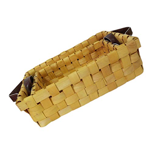 Cabilock 2-Piece Woven Storage Basket Set - Rectangular Natural Rattan Bins for Home Organization, Flower Arrangement & Gift Packaging | Perfect for Living Room, Bedroom & Bathroom Decor