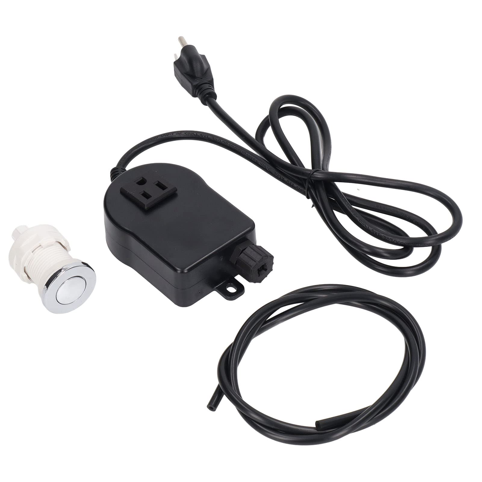 15A ABS Air Pressure Bath Switch with 125V US Plug - Leakproof Garbage Disposal Push Button for Easy Installation | Ideal for Kitchen Sinks, Bathrooms & Children's Toy Power Control