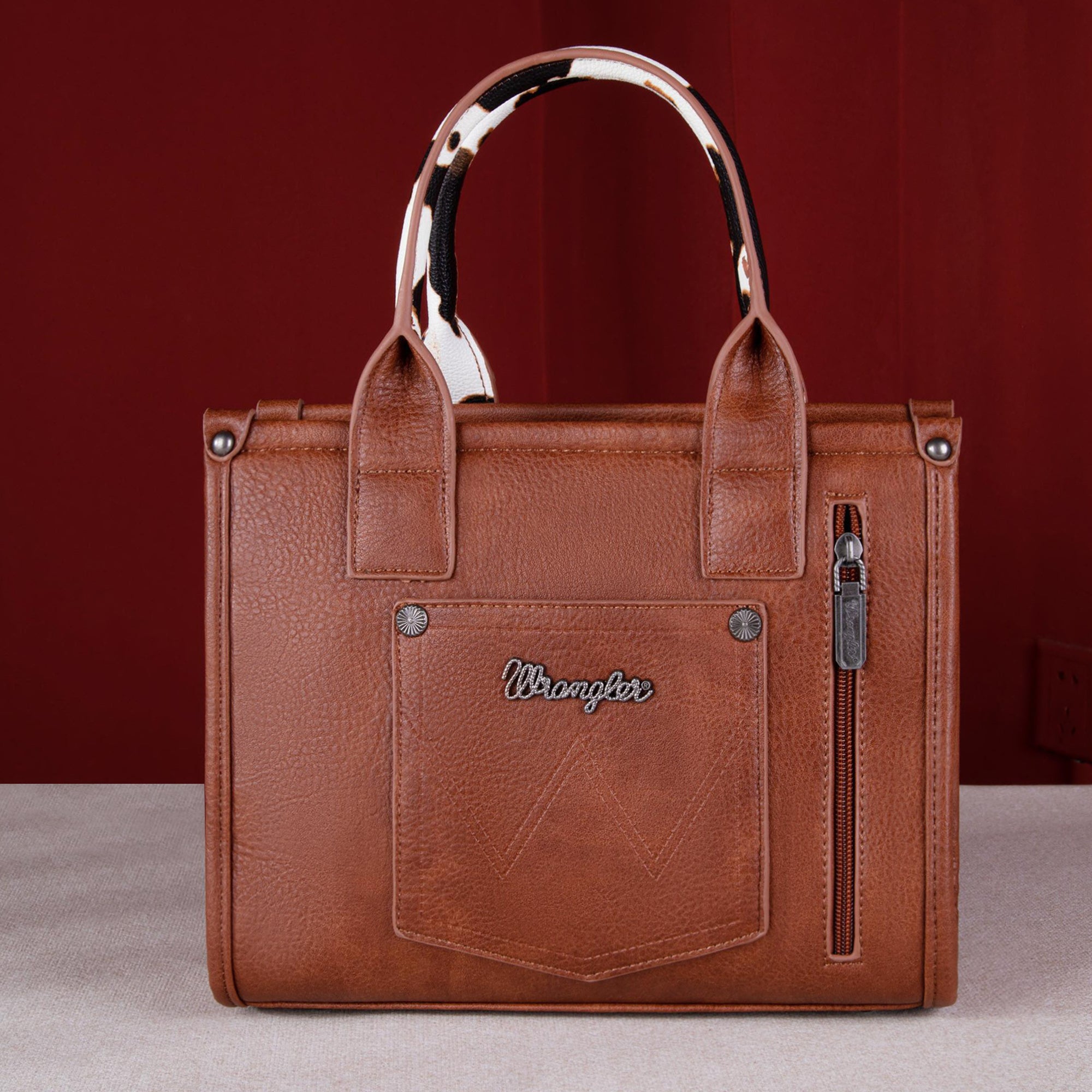 Wrangler Cow Print Crossbody Tote Bag for Women - Stylish Western Handbag for Everyday Use, Shopping & Travel