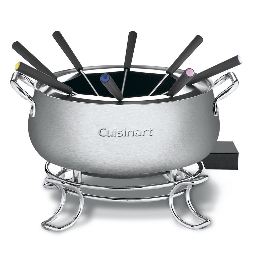 Premium CFO-3SS Electric Fondue Pot Set - 2 Quart Stainless Steel Melting Pot with Adjustable Temperature - Perfect for Cheese, Chocolate & Oil Fondue Parties at Home