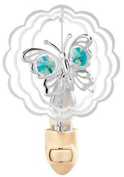 Butterfly Night Light with Swarovski Crystals for Bedroom Decor