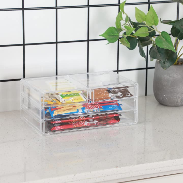 2-Pack Clear Acrylic Stackable Storage Drawers for Vanity & Desk - 6-Tier Desktop Organizer for Office, Jewelry, Hair Clips, Makeup & Beauty Products - Perfect for Bedroom, Bathroom & Workspace Organization