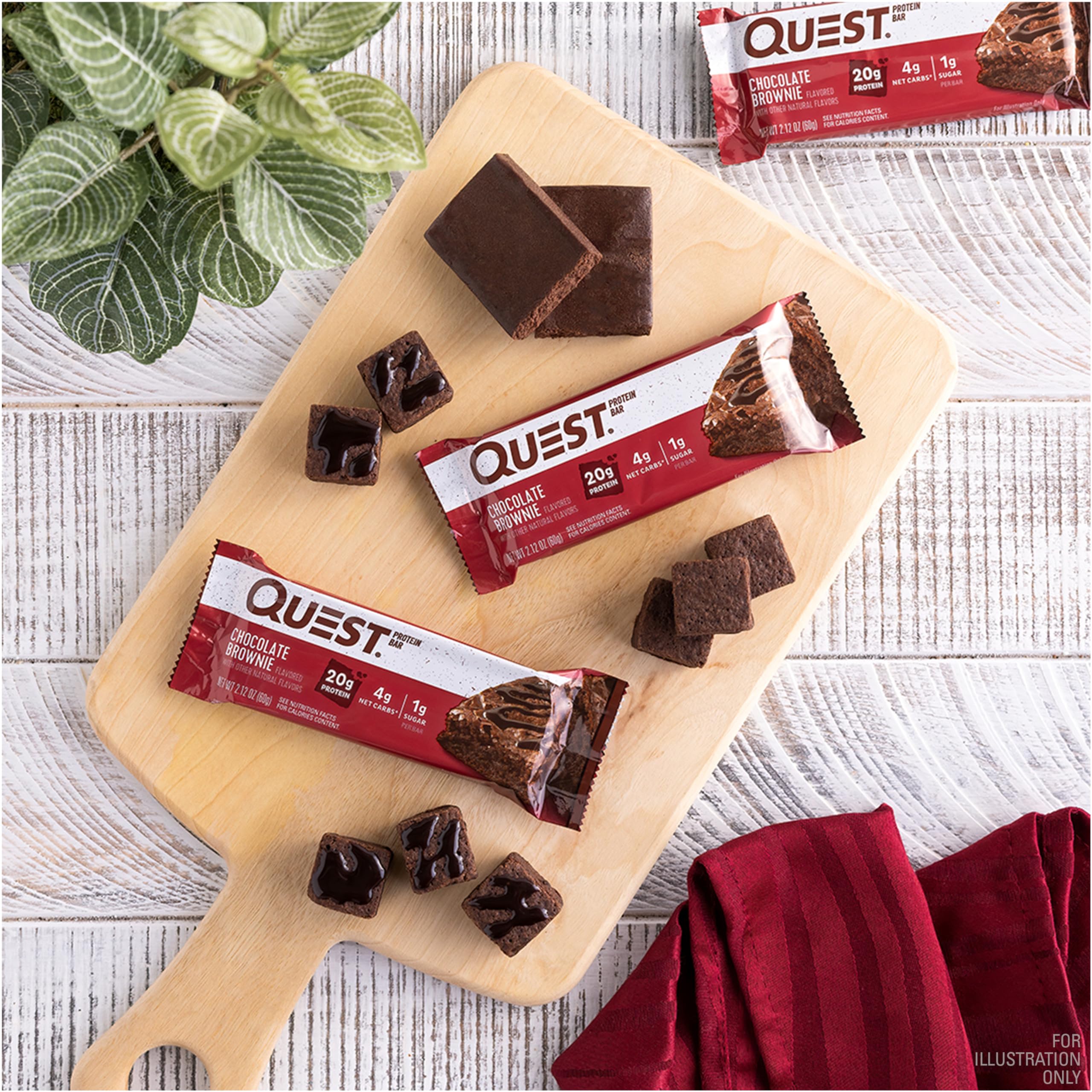 Quest Nutrition Chocolate Brownie Protein Bar - 20g Protein, 1g Sugar, 4g Net Carbs, Gluten Free, Keto Friendly (12 Count) - Perfect for Post-Workout Recovery & Healthy Snacking