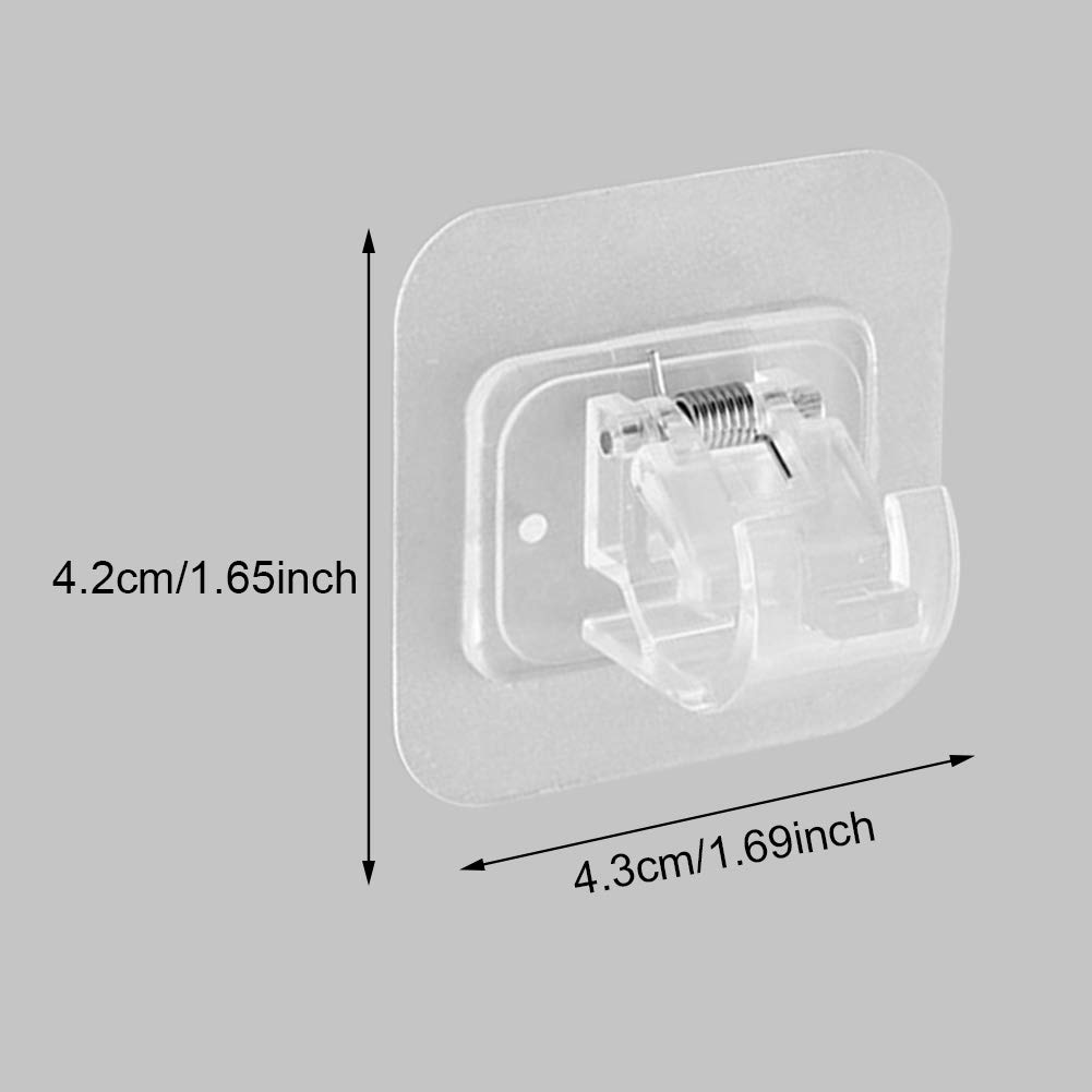 Transparent Self-Adhesive Curtain Rod Bracket - Heavy Duty Towel Rod Holder for Kitchen & Bathroom - Strong Drapery Hook & Rail Rack Fixings - Perfect for Window Treatments, Shower Curtains & Home Decor