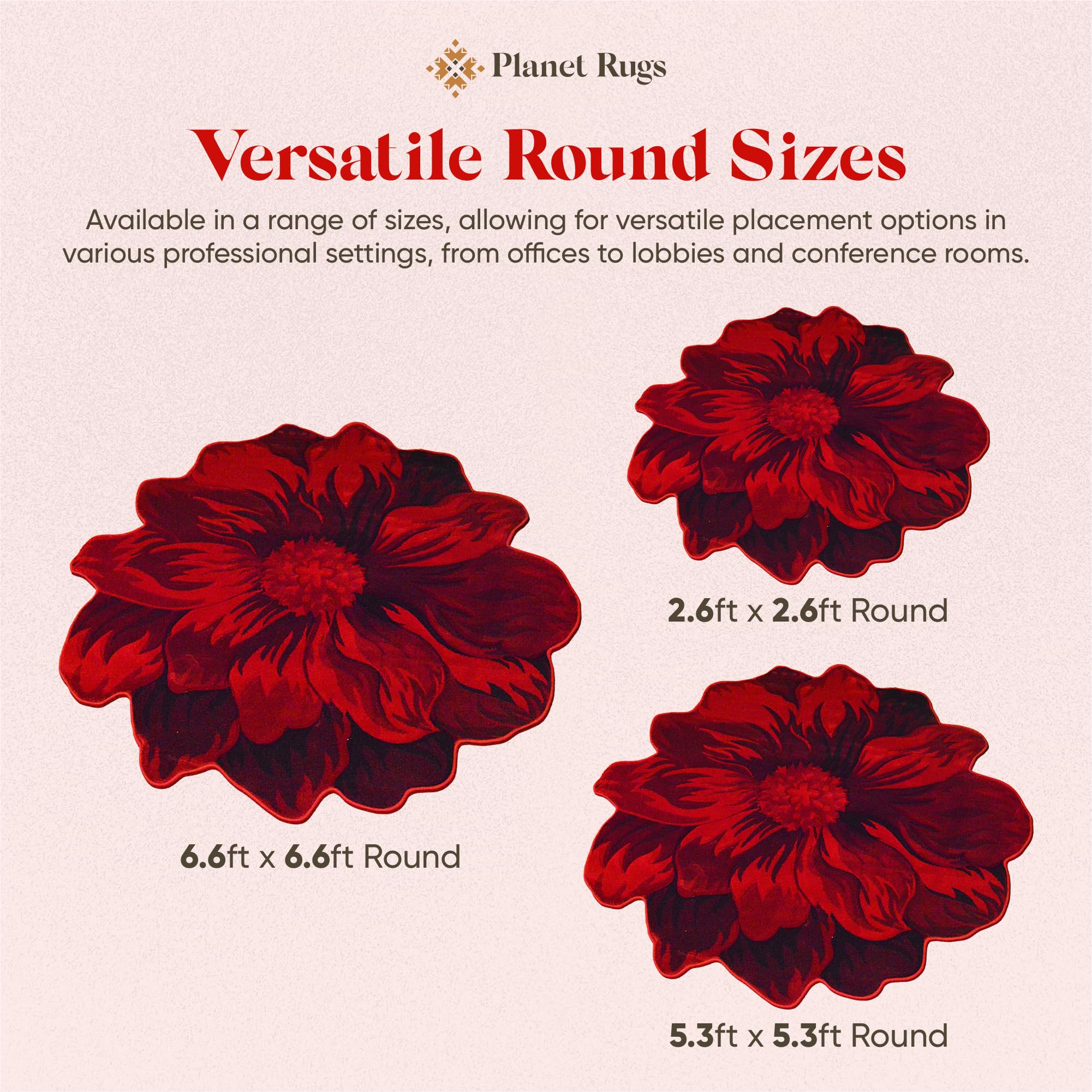 5ft Round Fluffy Flower Rug - Soft Plush Circle Area Carpet for Bedroom, Living Room, Nursery - Girly Home Decor in Vibrant Red (305) - Perfect for Boho Chic Decor & Cozy Floor Seating