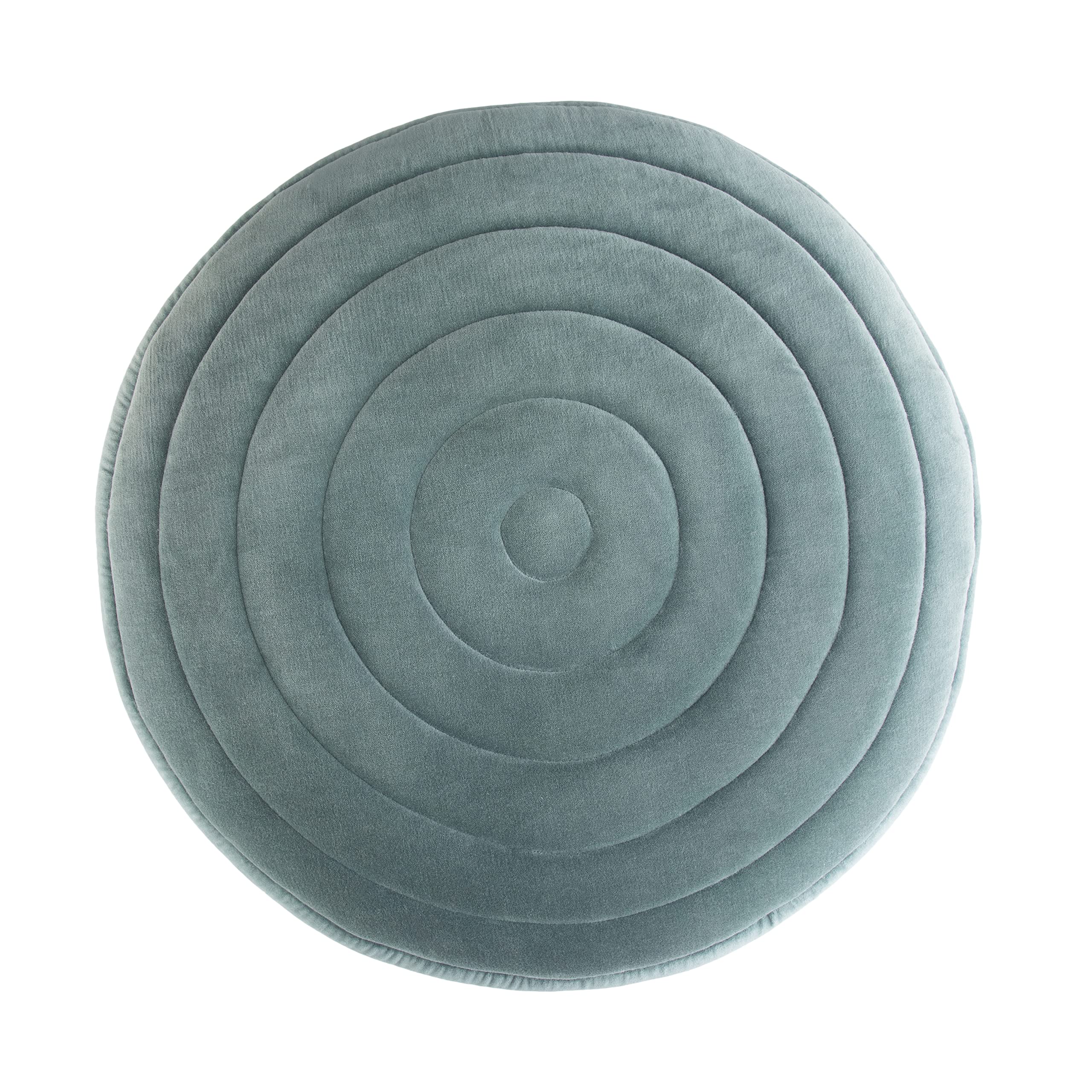 SIMPLIHOME Vivienne Boho Round Pouf Ottoman - Turquoise Velvet Fabric Footstool for Living Room, Bedroom & Nursery | Perfect for Seating, Decor & Kids Play Area