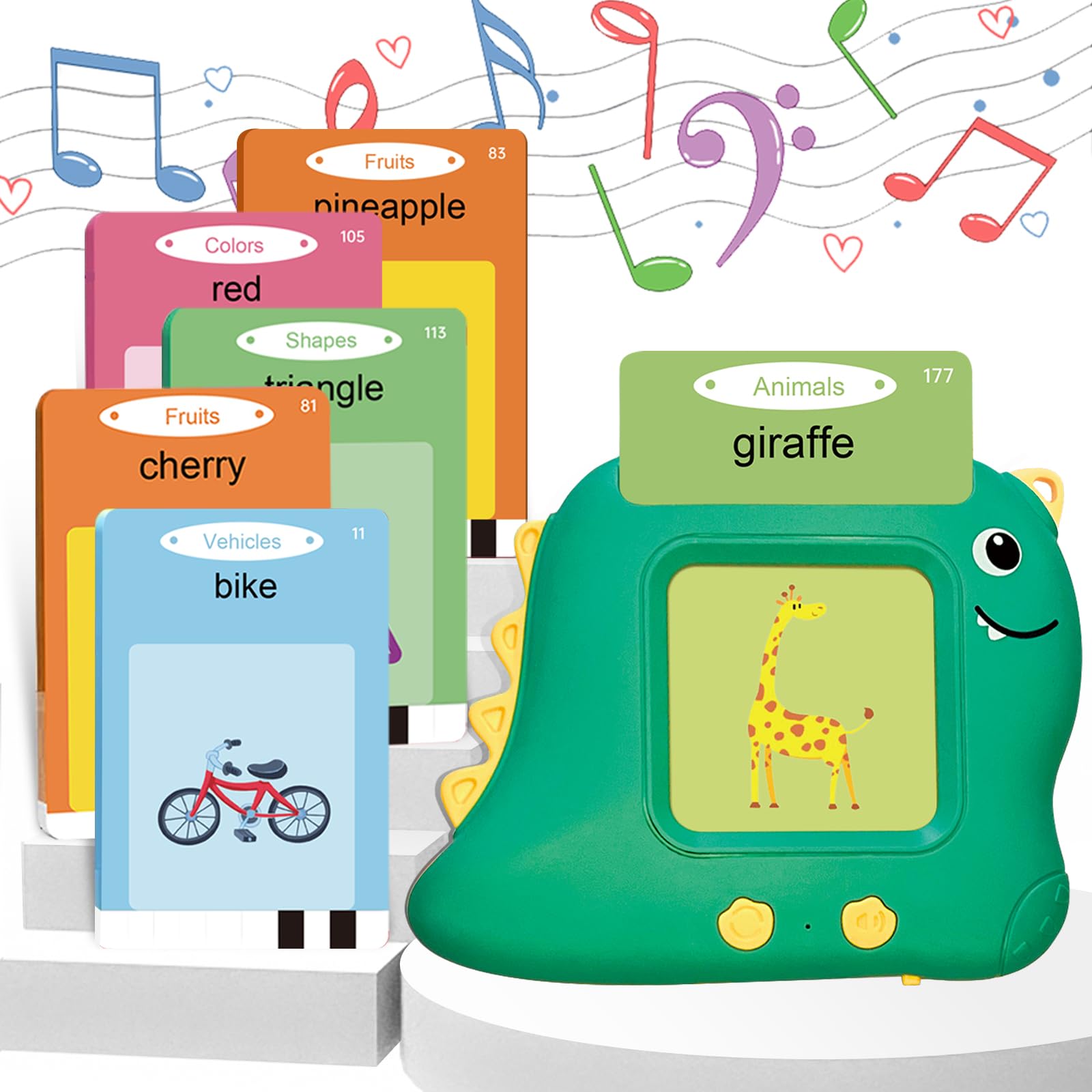 Dinosaur Talking Flash Cards for Kids Ages 2-6 | 224 Sight Words Learning Toys | Autism Sensory & Montessori Educational Toys for Toddlers | Perfect Birthday Gift for Boys & Girls (Green) - Ideal for Preschool Learning, Speech Therapy & Early Childhood Development