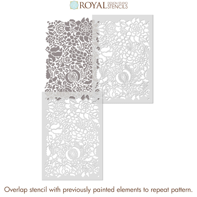 Francesca Floral Damask Wall Stencil - Reusable DIY Painting Template for Home Decor, Bedroom & Nursery Wall Art - Perfect for Accent Walls, Furniture Upcycling and Creative Projects