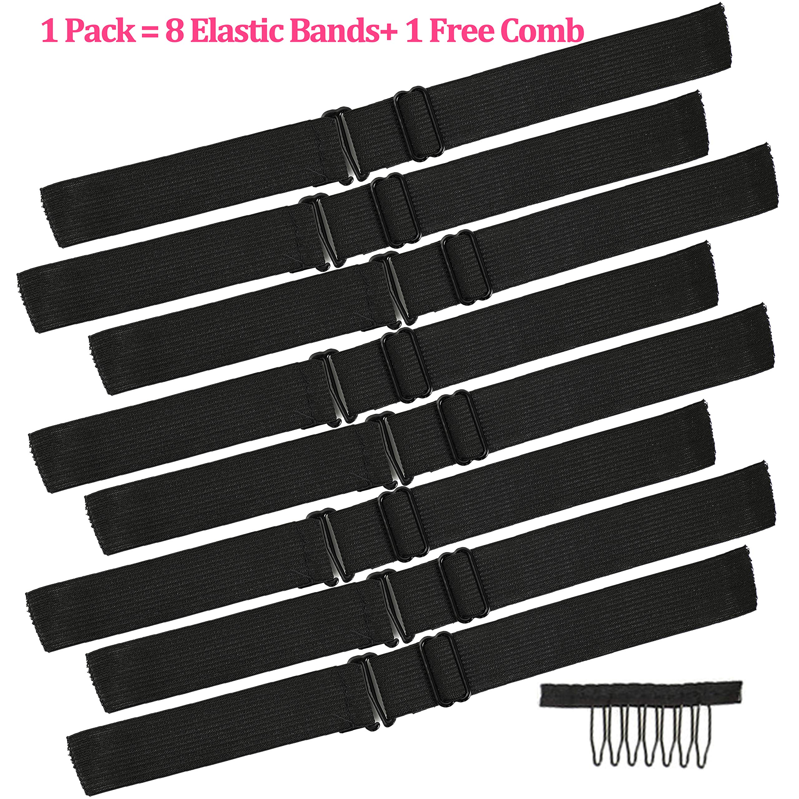 Adjustable Wig Elastic Band - 8Pcs Stretchable Hair Band for Wig Making, Sewing Wig Caps & Secure Fit - Perfect for DIY Wig Caps, Cosplay, Costume Accessories & Hairstyling