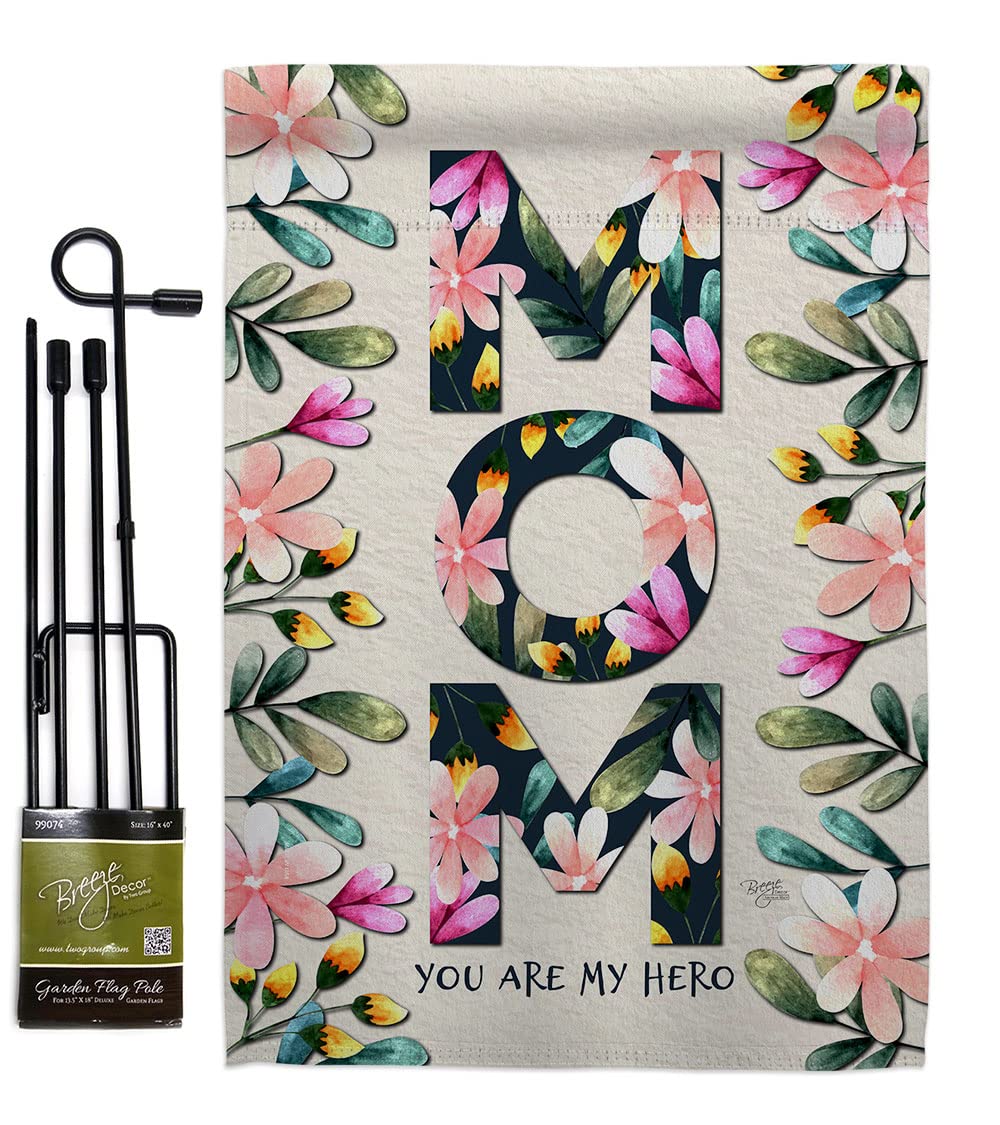 Mom My Hero Garden Flag Set - Double-Sided Yard Decor for Mother's Day Gifts