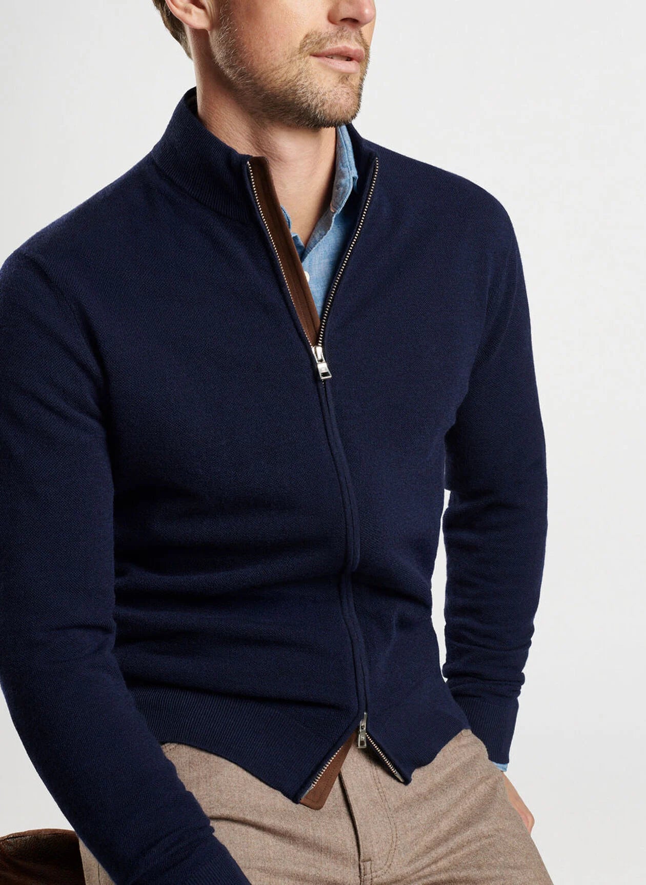 PETER MILLAR SLD Full-Zip Cardigan Sweater for Men | Lightweight & Stylish | Perfect for Casual Wear, Office & Outdoor Activities