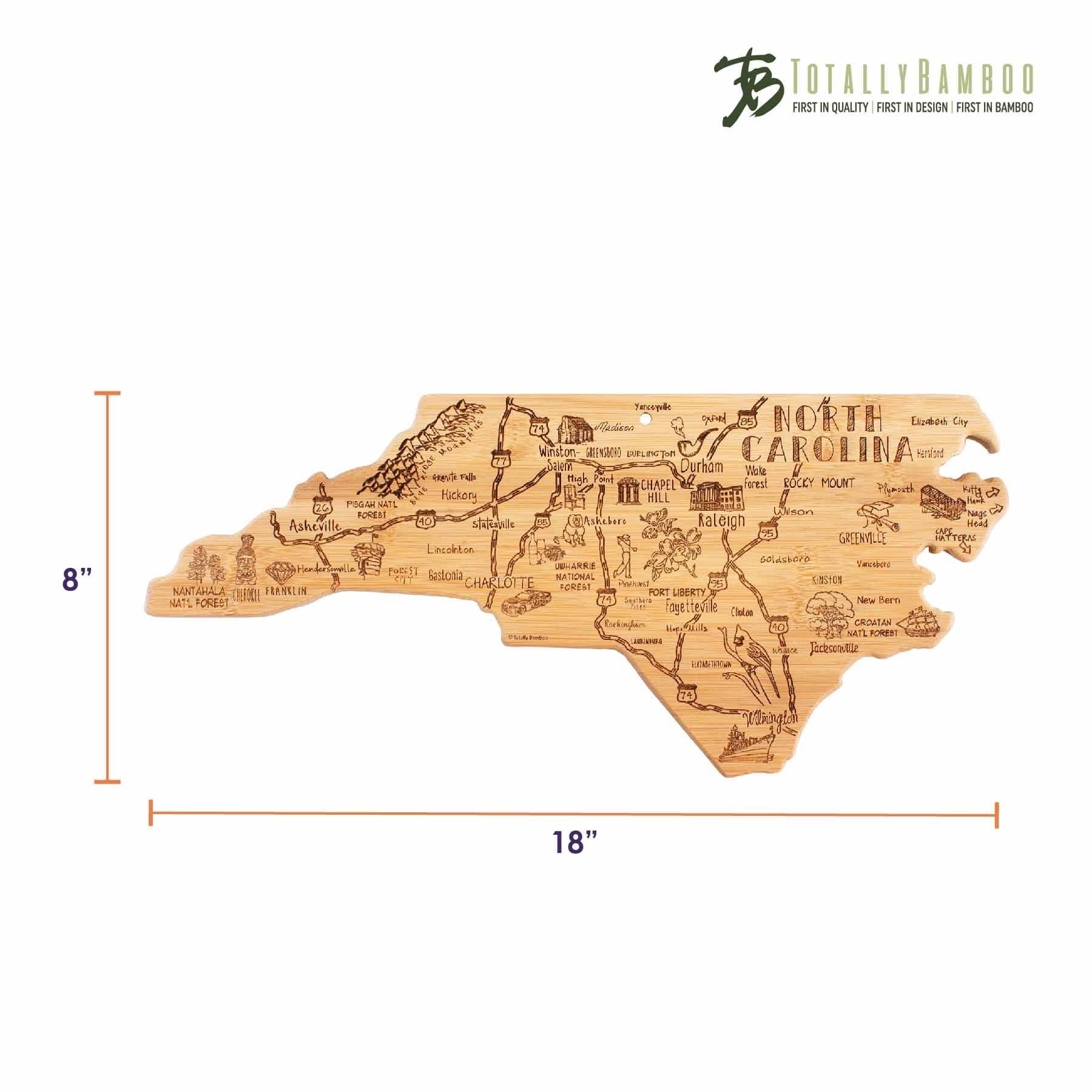 Premium 18 x 8 Inch North Carolina Themed Wooden Cutting Board - Durable Kitchen Chopping Board for Meat, Vegetables & Charcuterie - Perfect Gift for Home Chefs & State Lovers