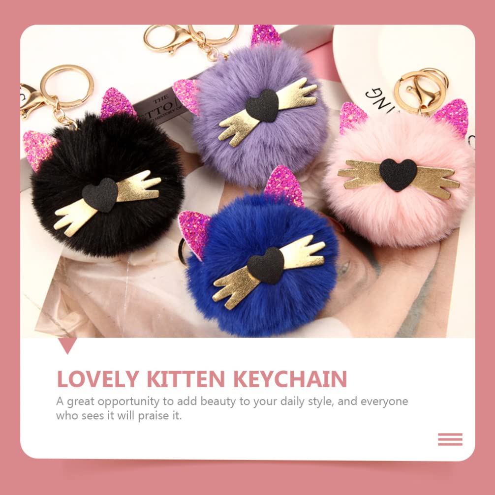 Balacoo 4pcs Cute Cartoon Cat Keychain Set - Adorable Kitten Pendant Keyring for Schoolbags, Backpacks & Keys - Perfect Gift for Cat Lovers & Kids (Great for Backpack Charms, Key Decor & Party Favors)