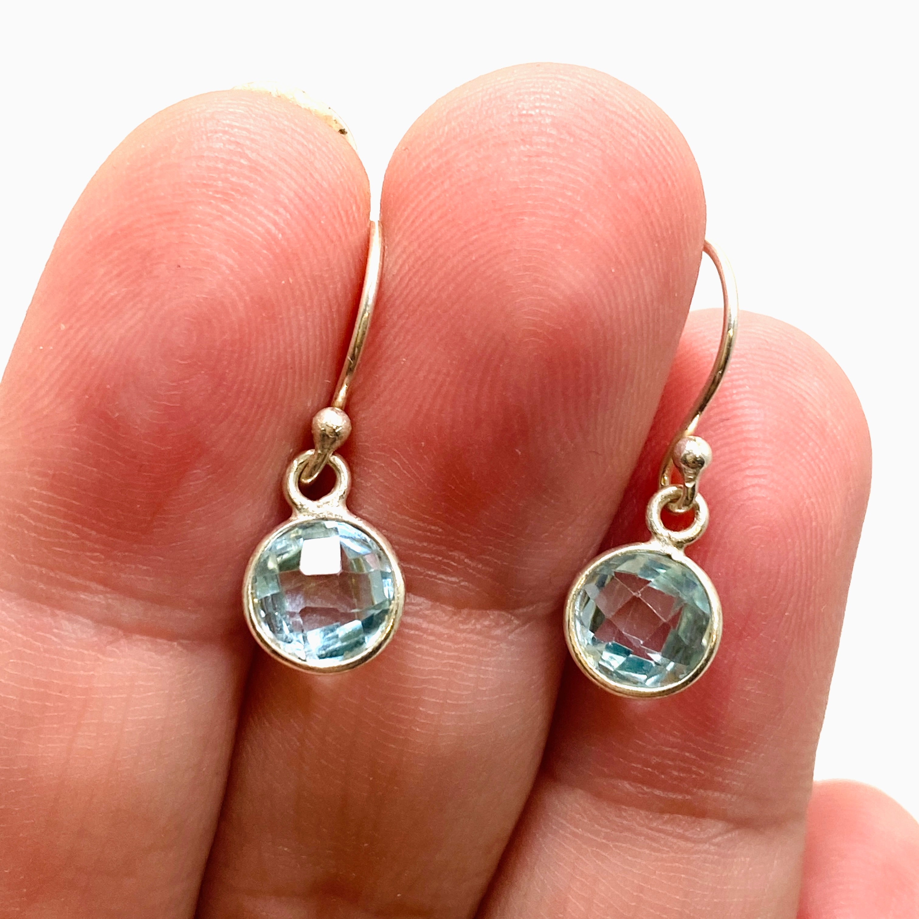Blue Topaz Round Faceted Stud Earrings for Women - 925 Sterling Silver Jewelry - Perfect for Gifts, Weddings & Special Occasions
